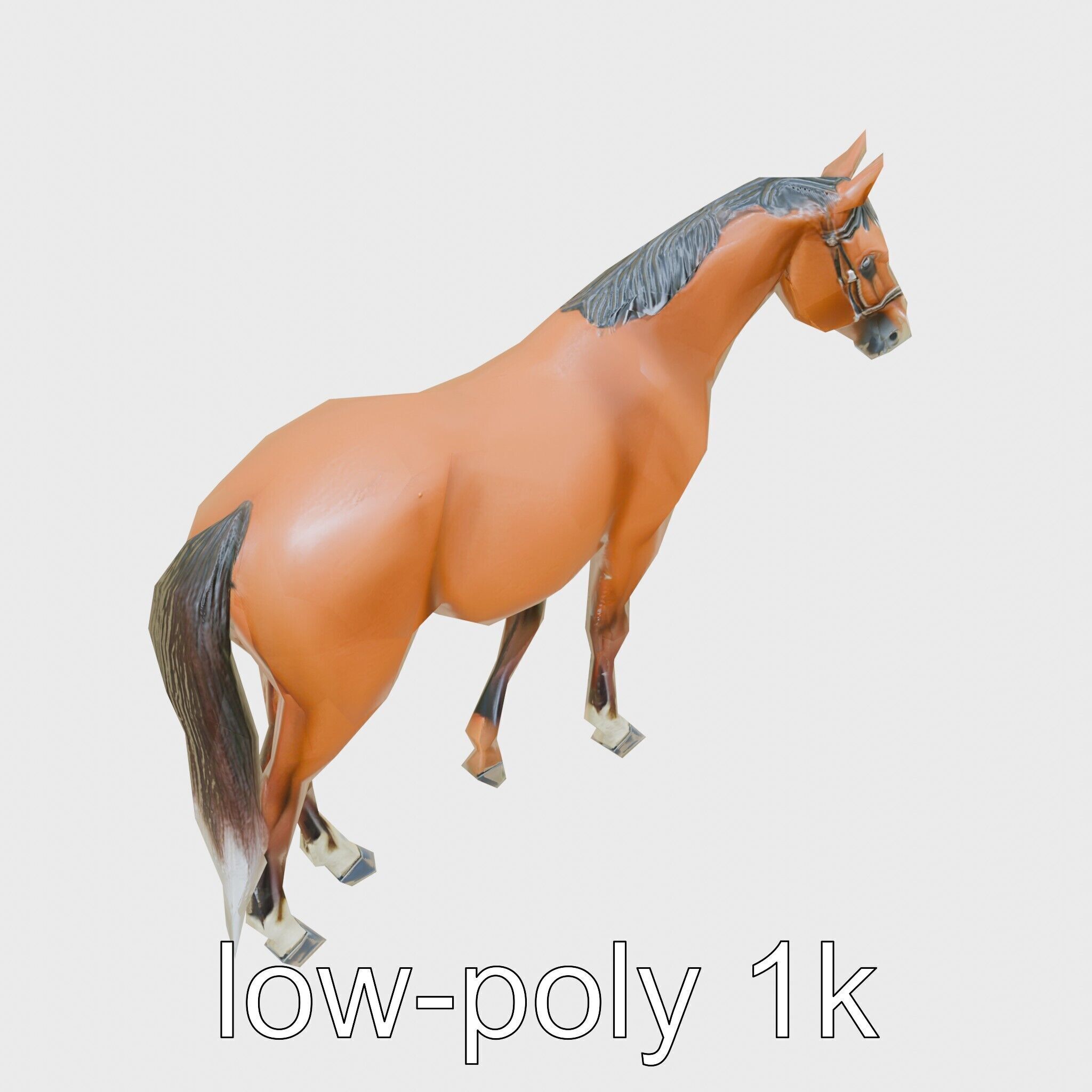 Bay Quarter Horse 3D Model with Earthy Tones Low-poly 3D model_10