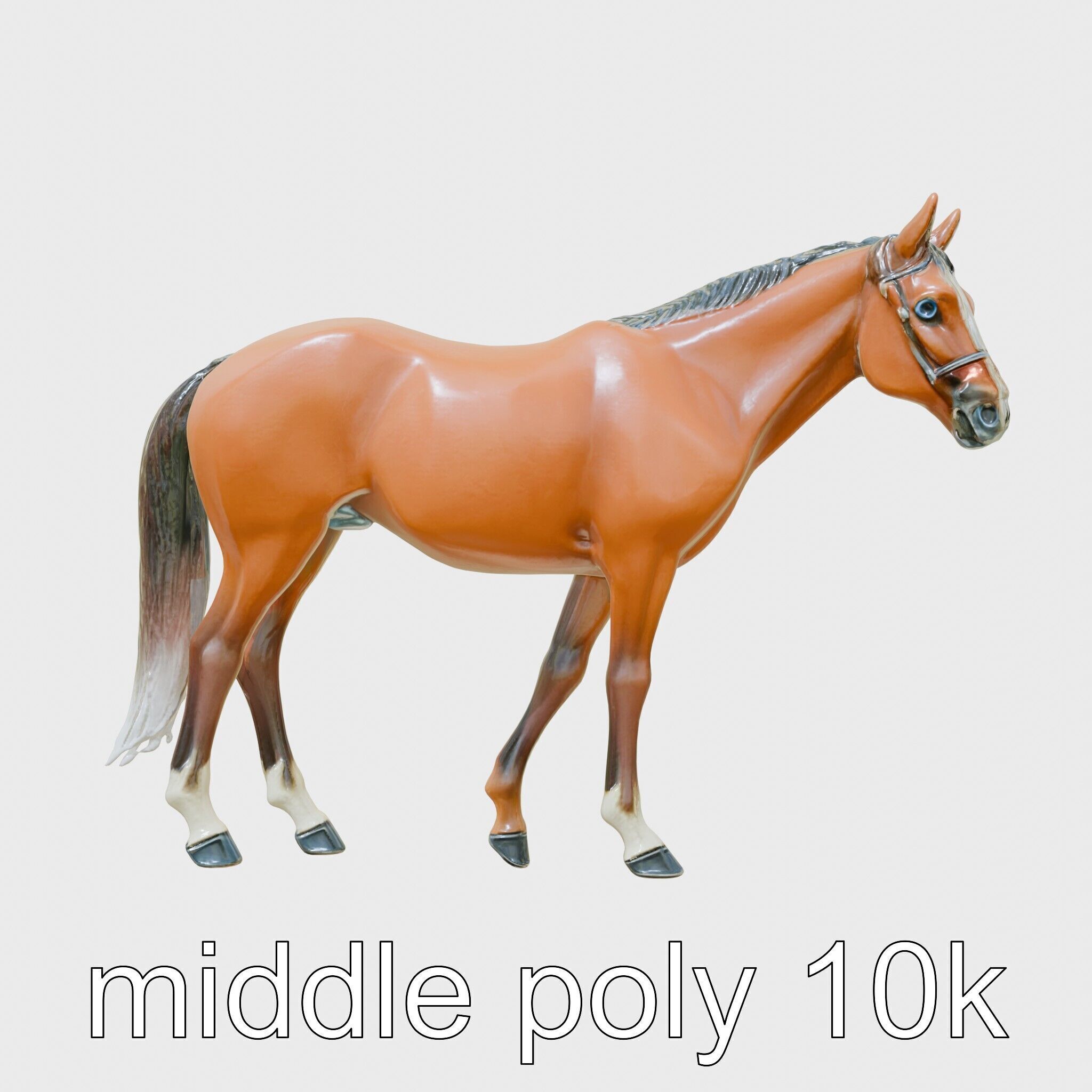 Bay Quarter Horse 3D Model with Earthy Tones Low-poly 3D model_2