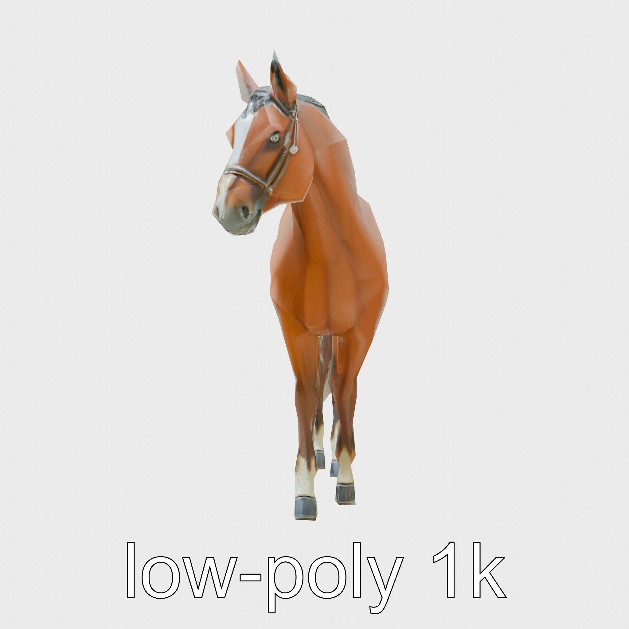 Bay Quarter Horse 3D Model with Earthy Tones Low-poly 3D model_4