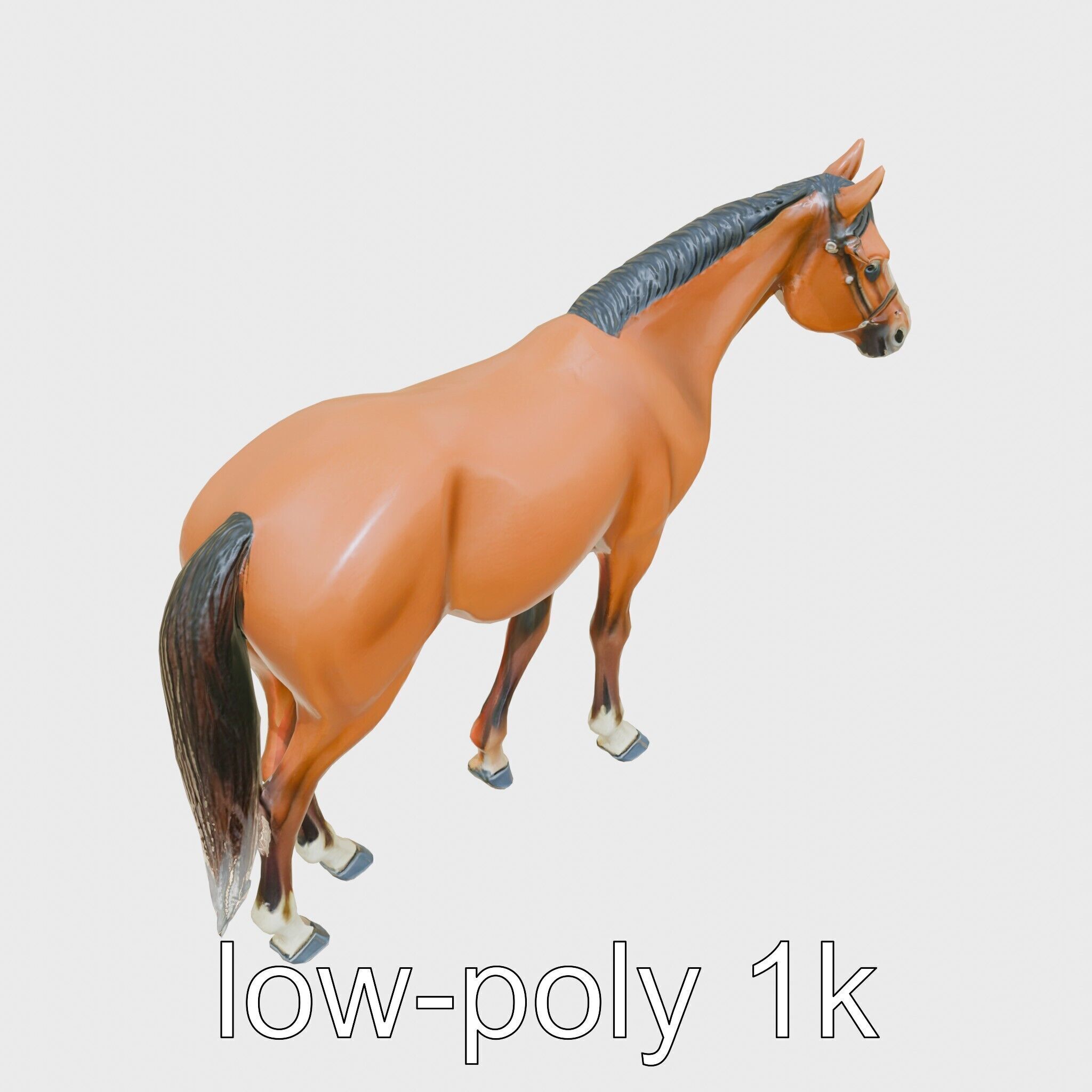 Bay Quarter Horse 3D Model with Earthy Tones Low-poly 3D model_13