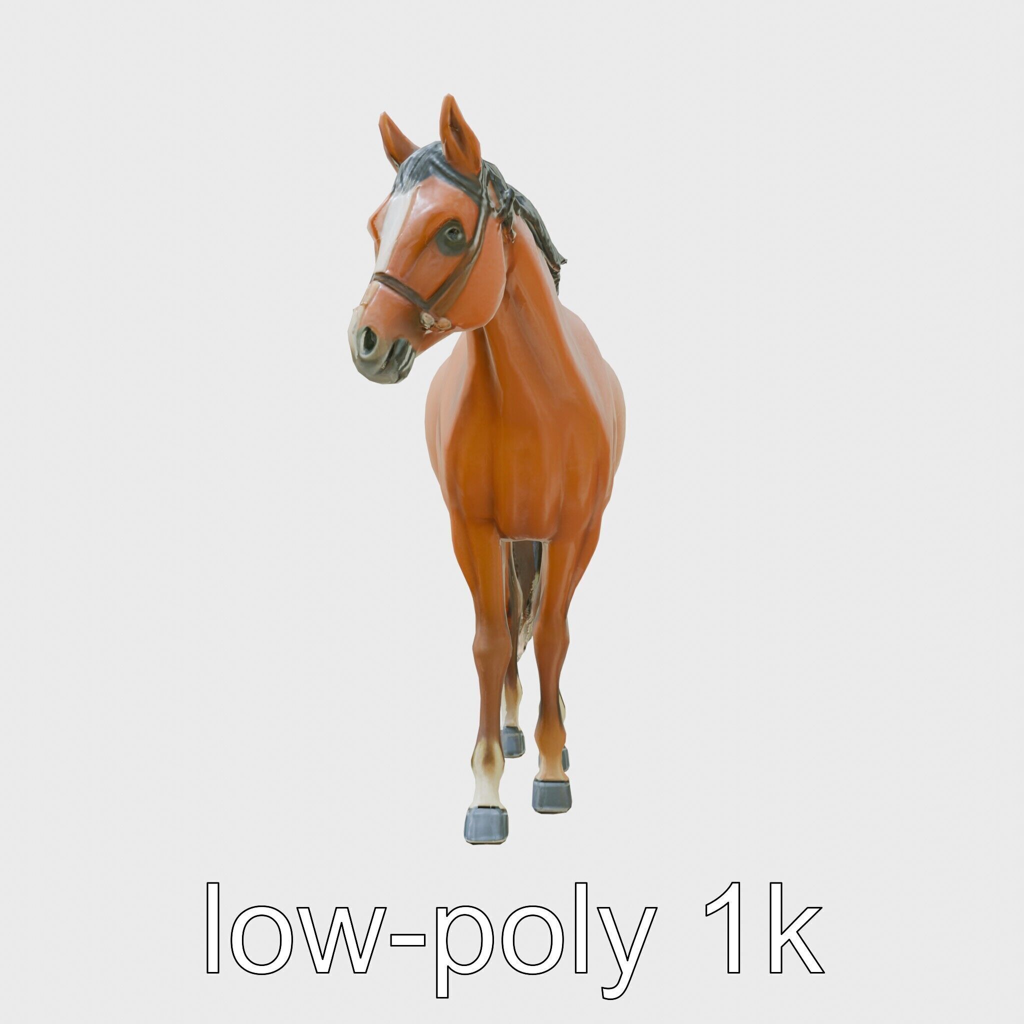 Bay Quarter Horse 3D Model with Earthy Tones Low-poly 3D model_16