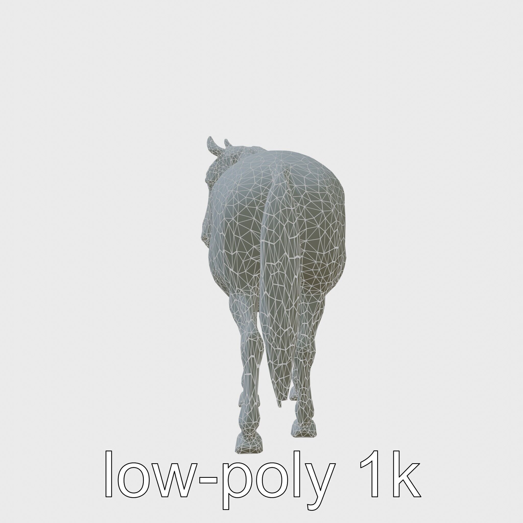 Bay Warmblood Horse Model with White Markings Low-poly 3D model_19