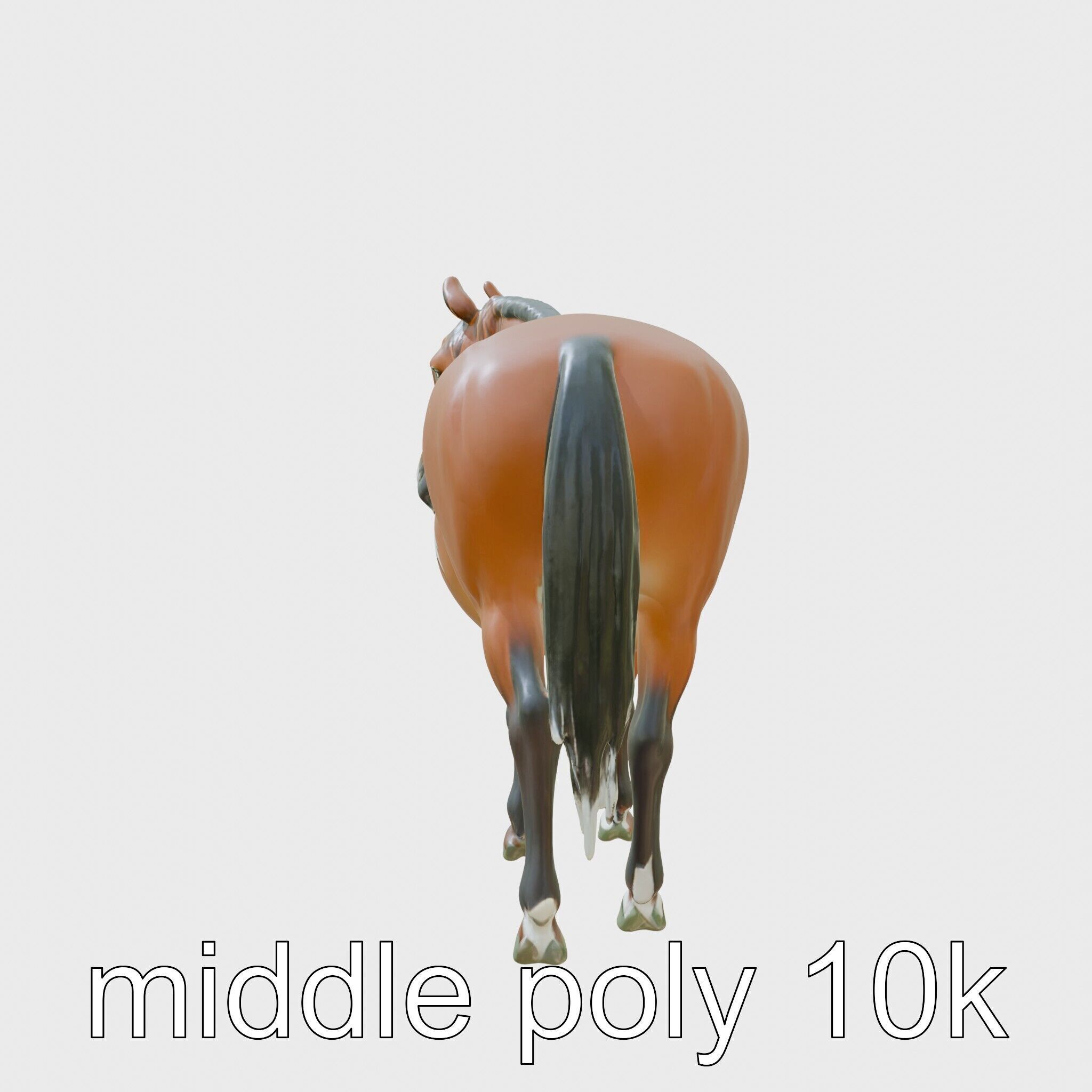 Bay Warmblood Horse Model with White Markings Low-poly 3D model_2