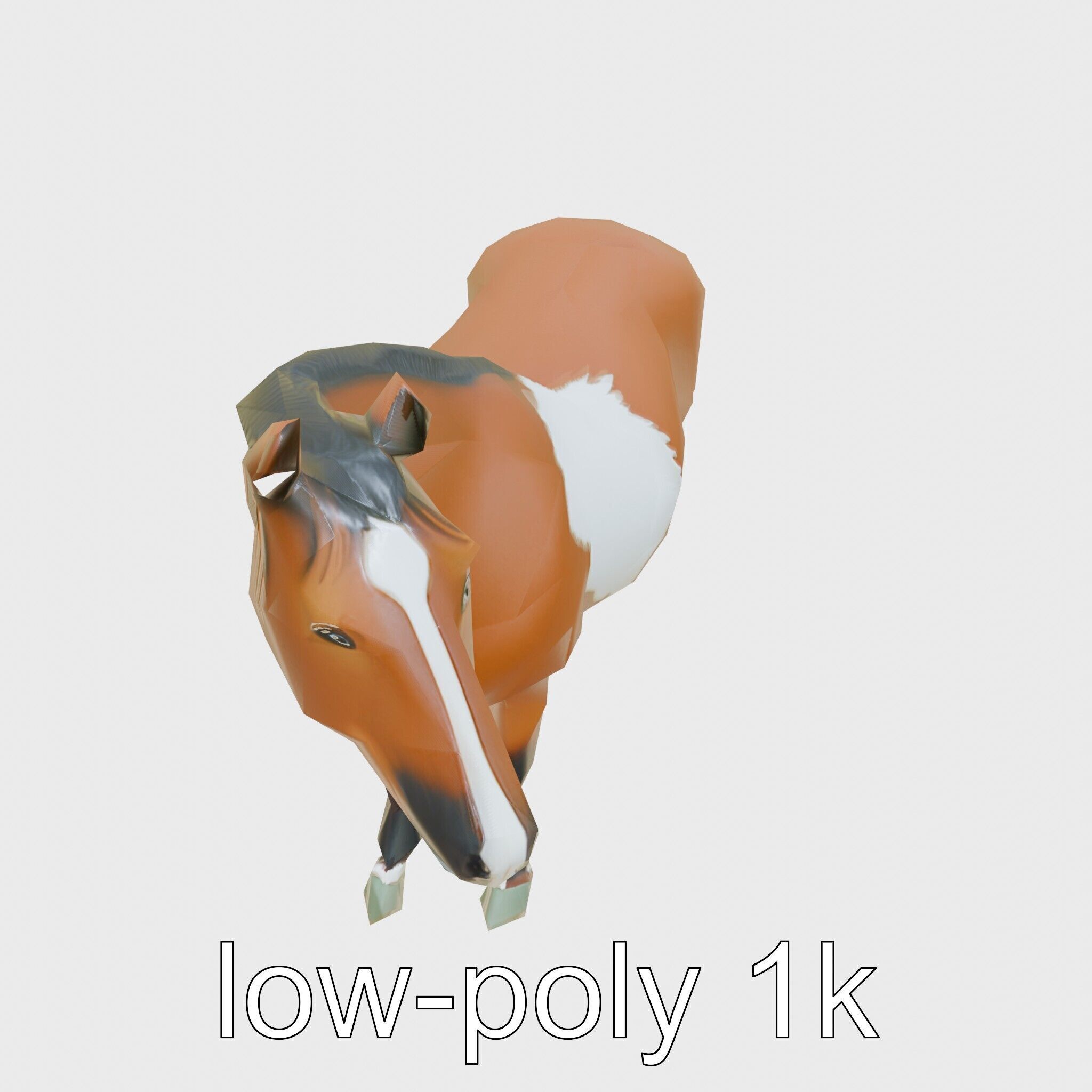 Bay Warmblood Horse Model with White Markings Low-poly 3D model_10
