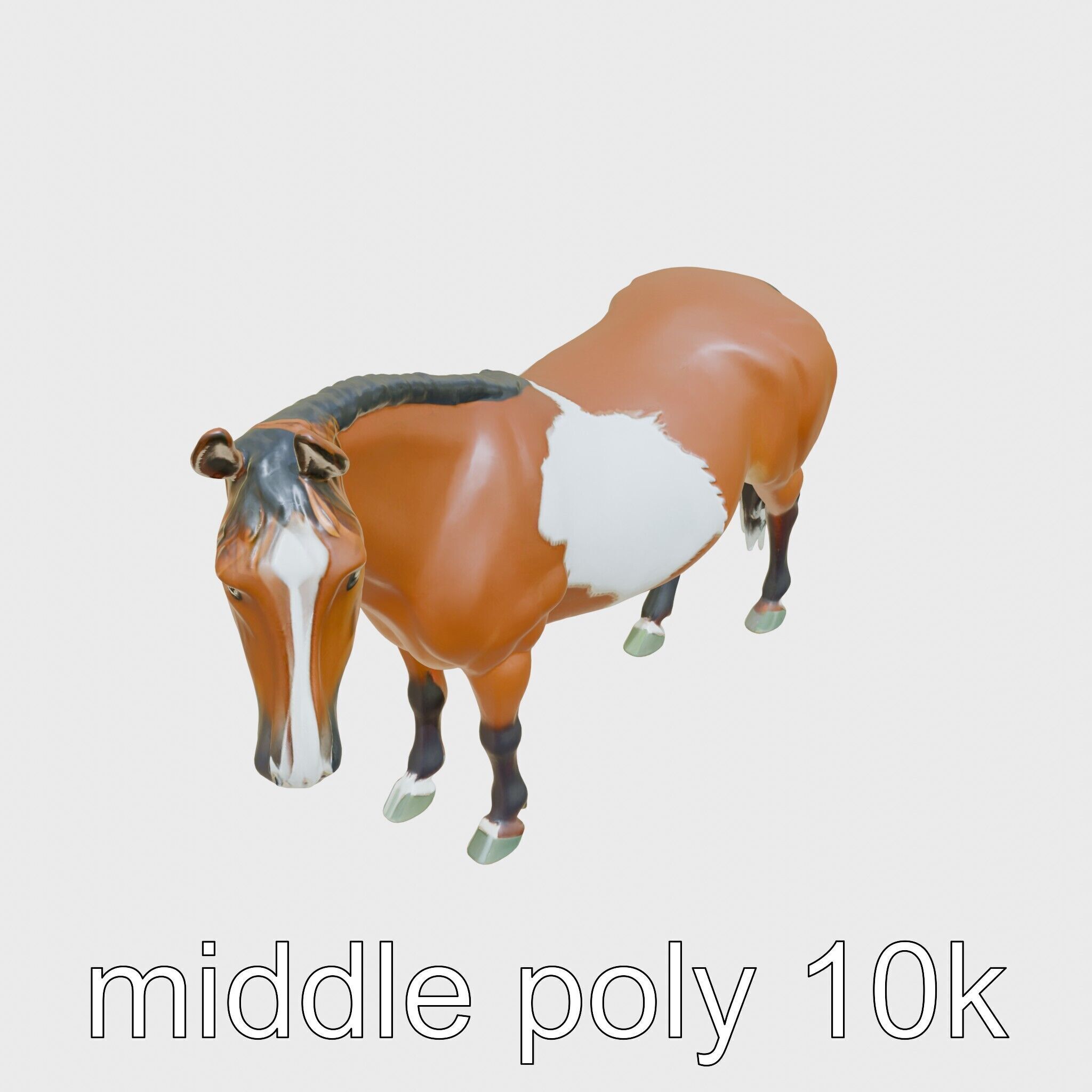 Bay Warmblood Horse Model with White Markings Low-poly 3D model_8