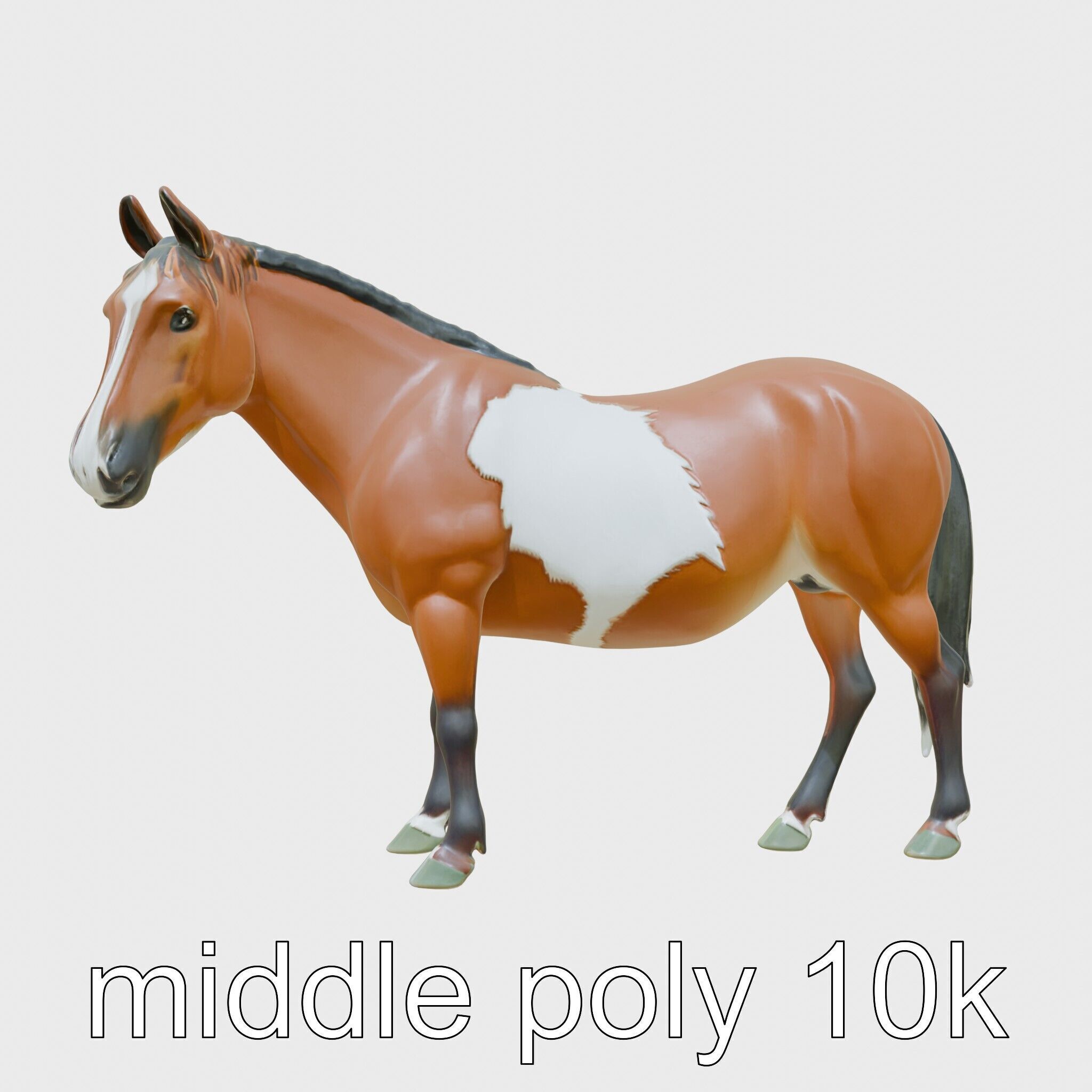 Bay Warmblood Horse Model with White Markings Low-poly 3D model_12