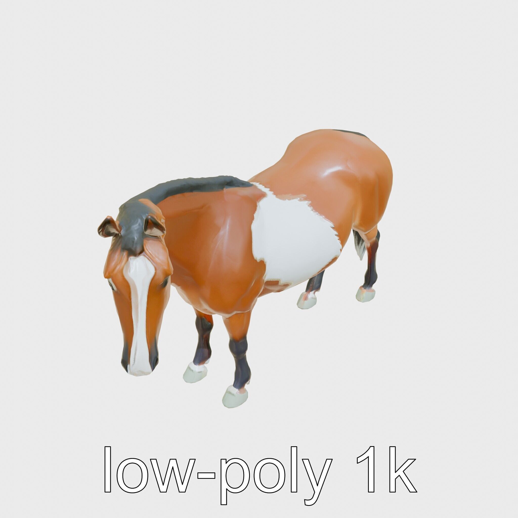 Bay Warmblood Horse Model with White Markings Low-poly 3D model_21