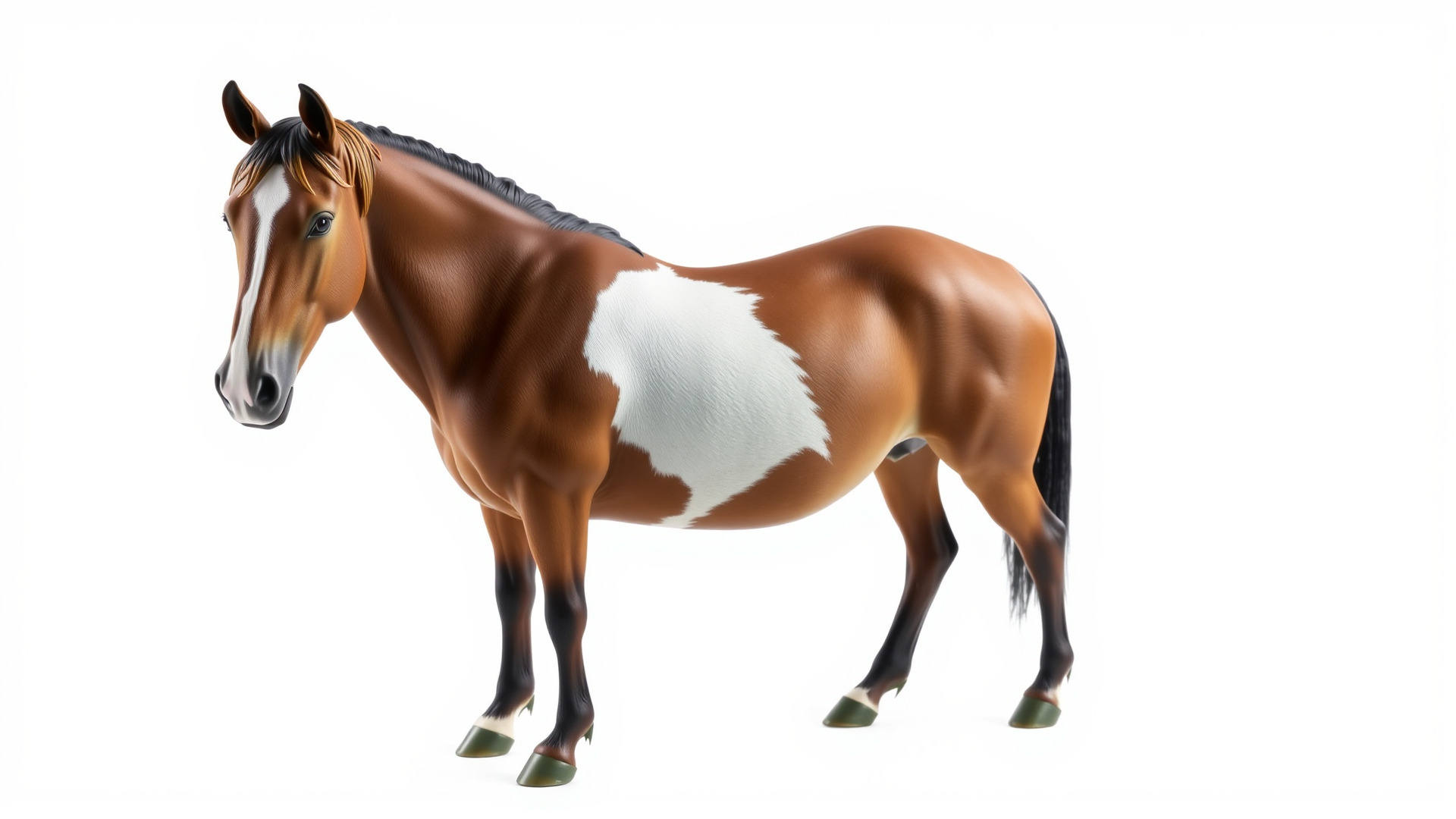 Bay Warmblood Horse Model with White Markings Low-poly 3D model_3