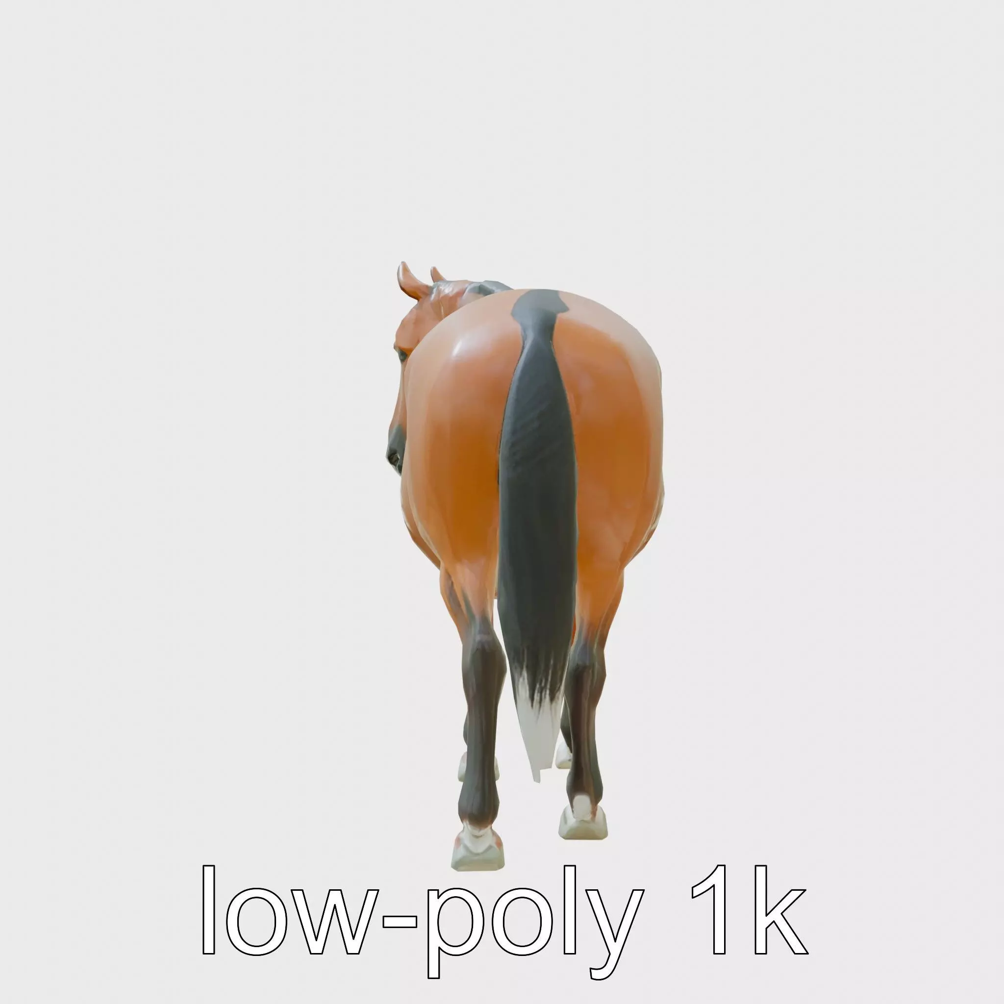 Bay Warmblood Horse Model with White Markings Low-poly 3D model_0