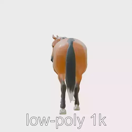 Bay Warmblood Horse Model with White Markings Low-poly 3D model