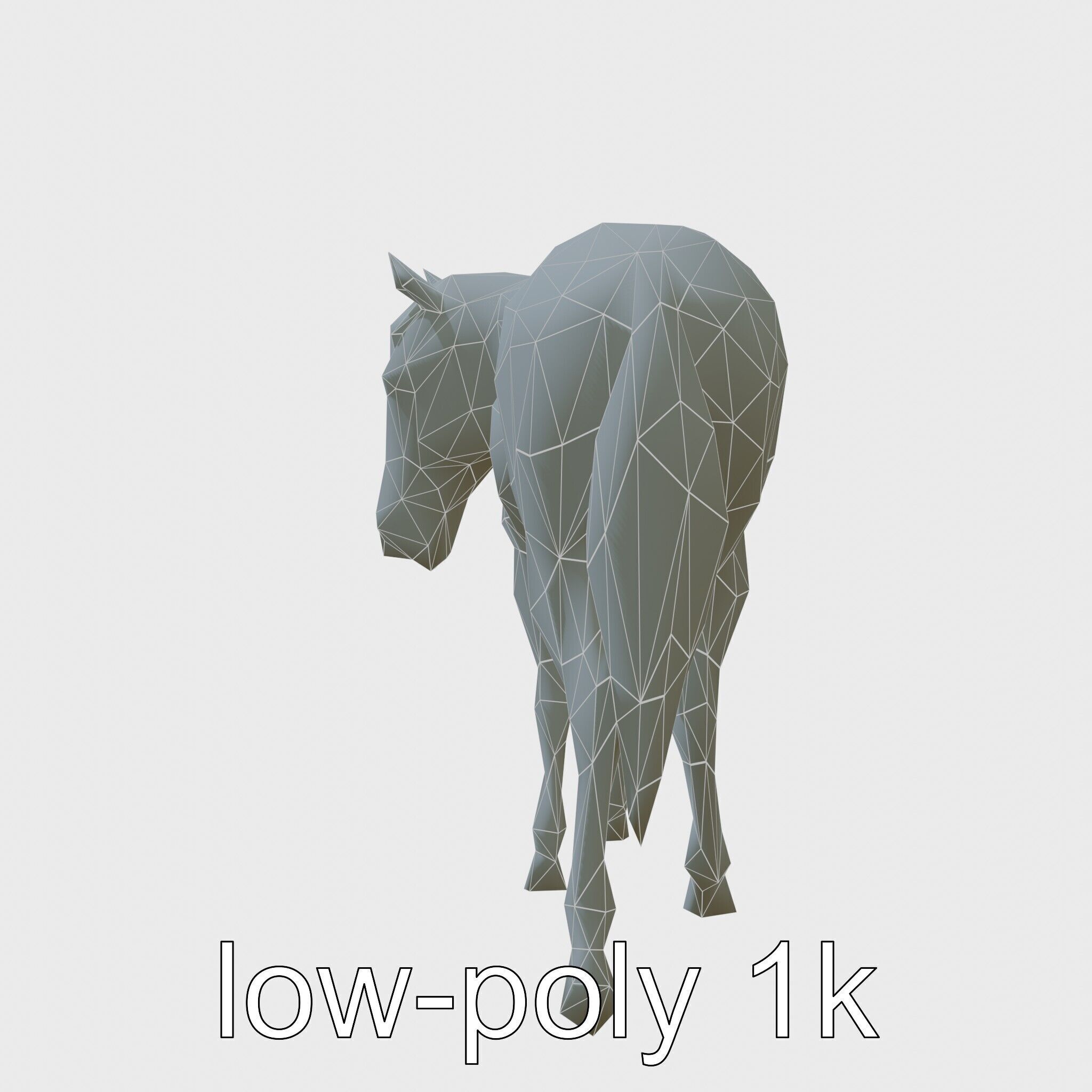 Gray Warmblood Horse with White Transition Low-poly 3D model_13