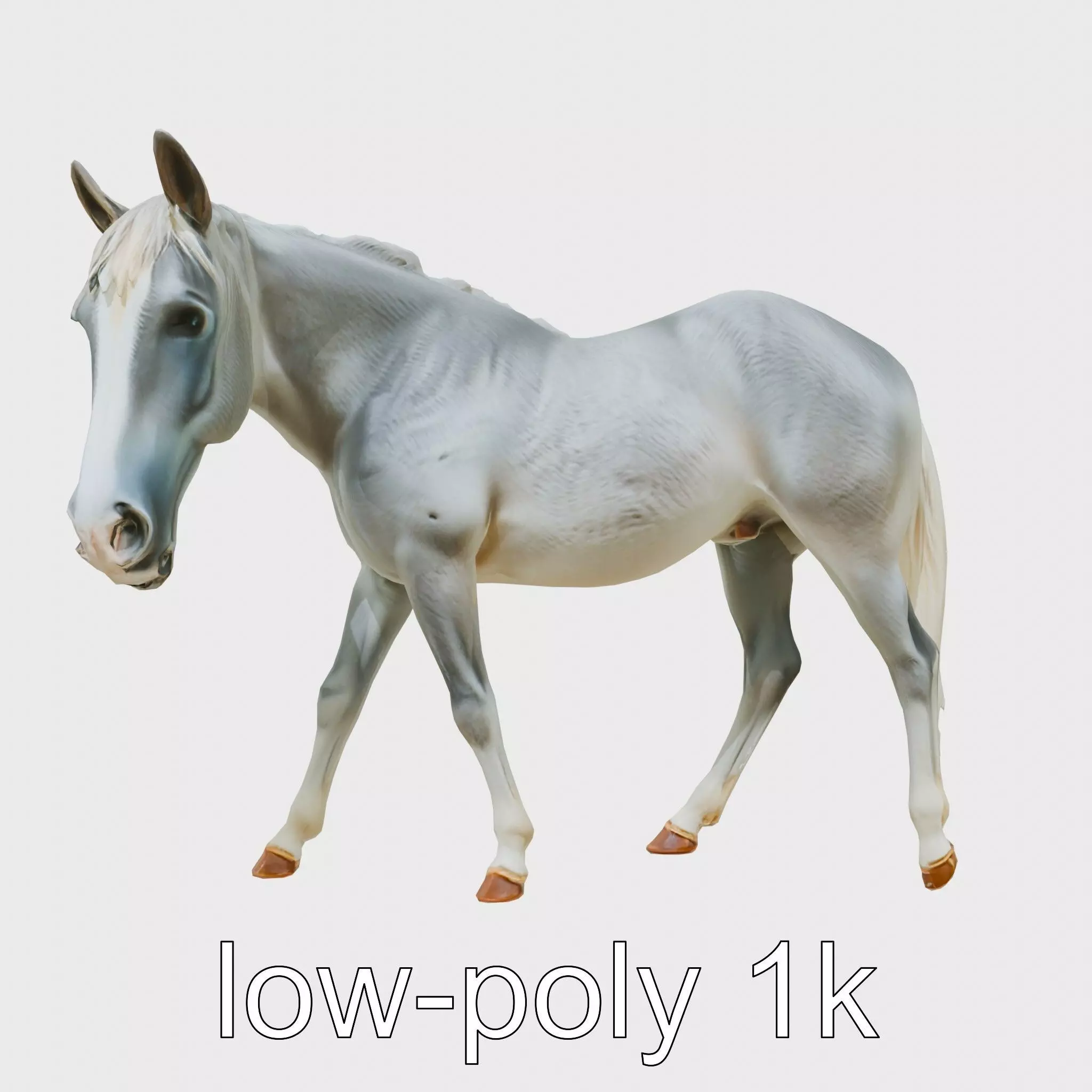 Gray Warmblood Horse with White Transition Low-poly 3D model_0