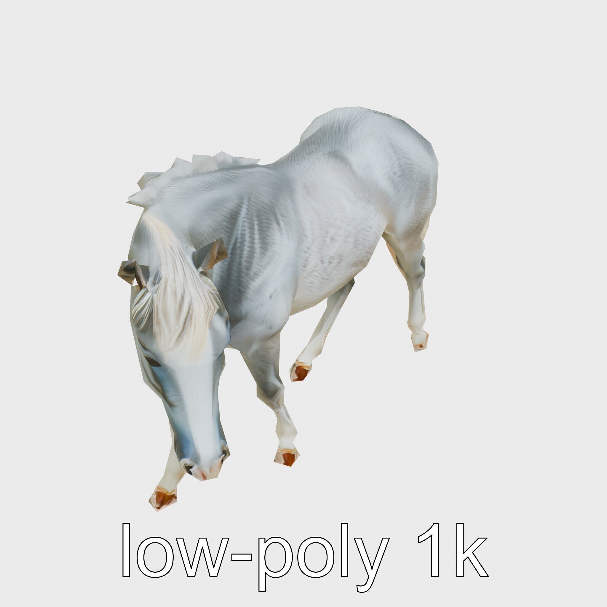 Gray Warmblood Horse with White Transition Low-poly 3D model_21