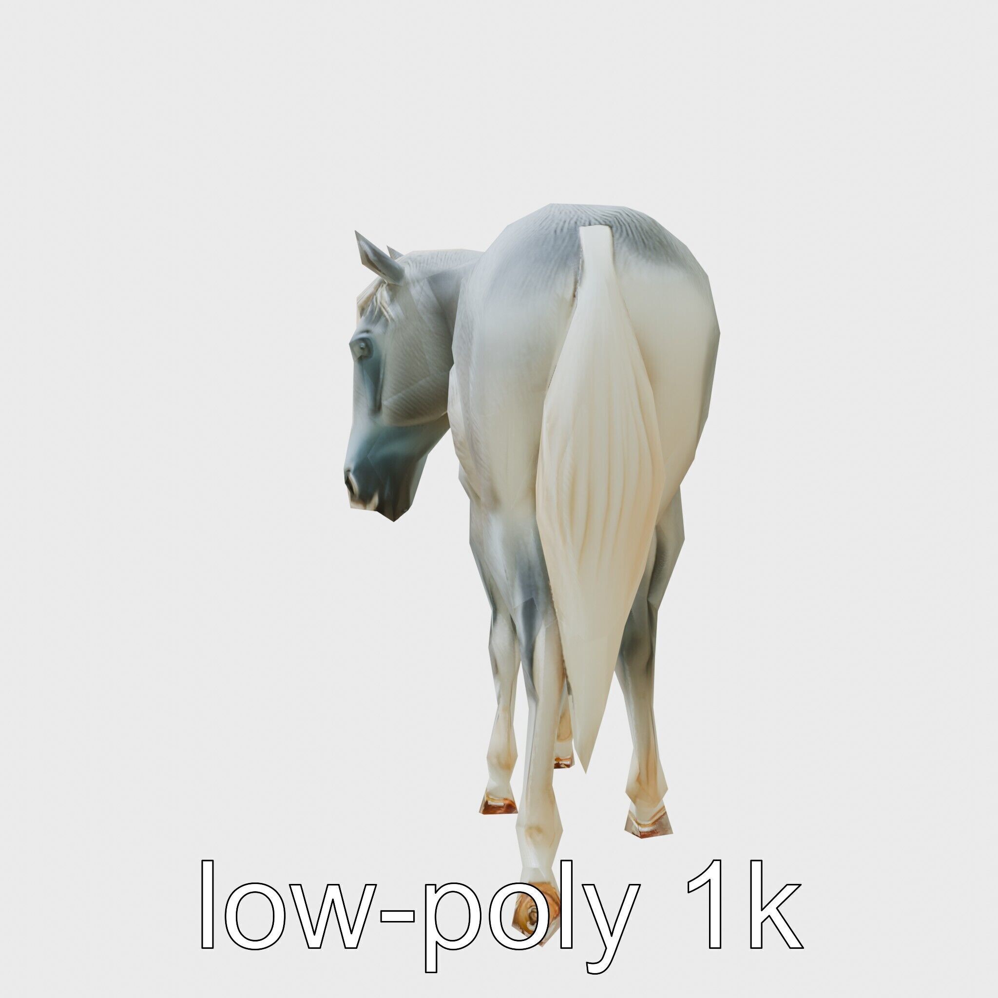 Gray Warmblood Horse with White Transition Low-poly 3D model_15