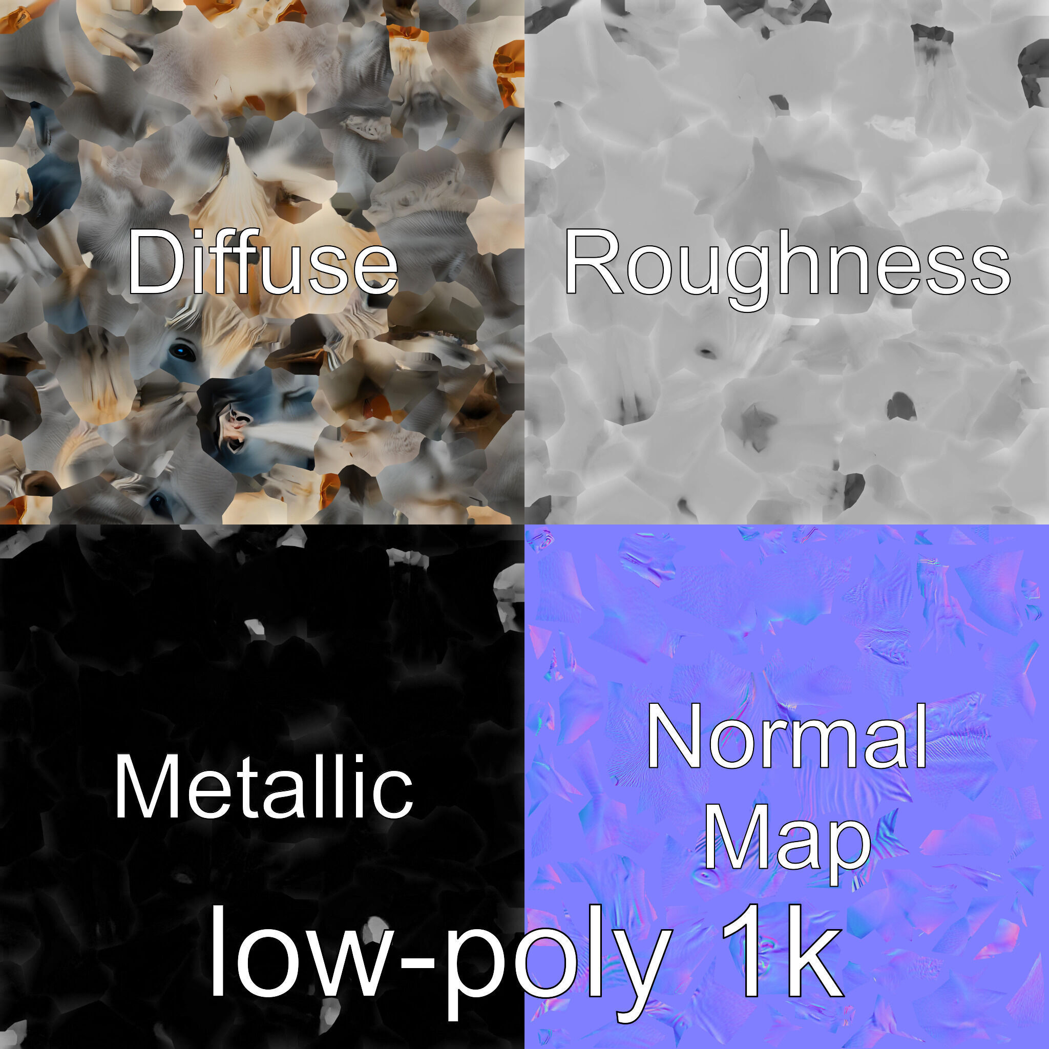 Gray Warmblood Horse with White Transition Low-poly 3D model_1