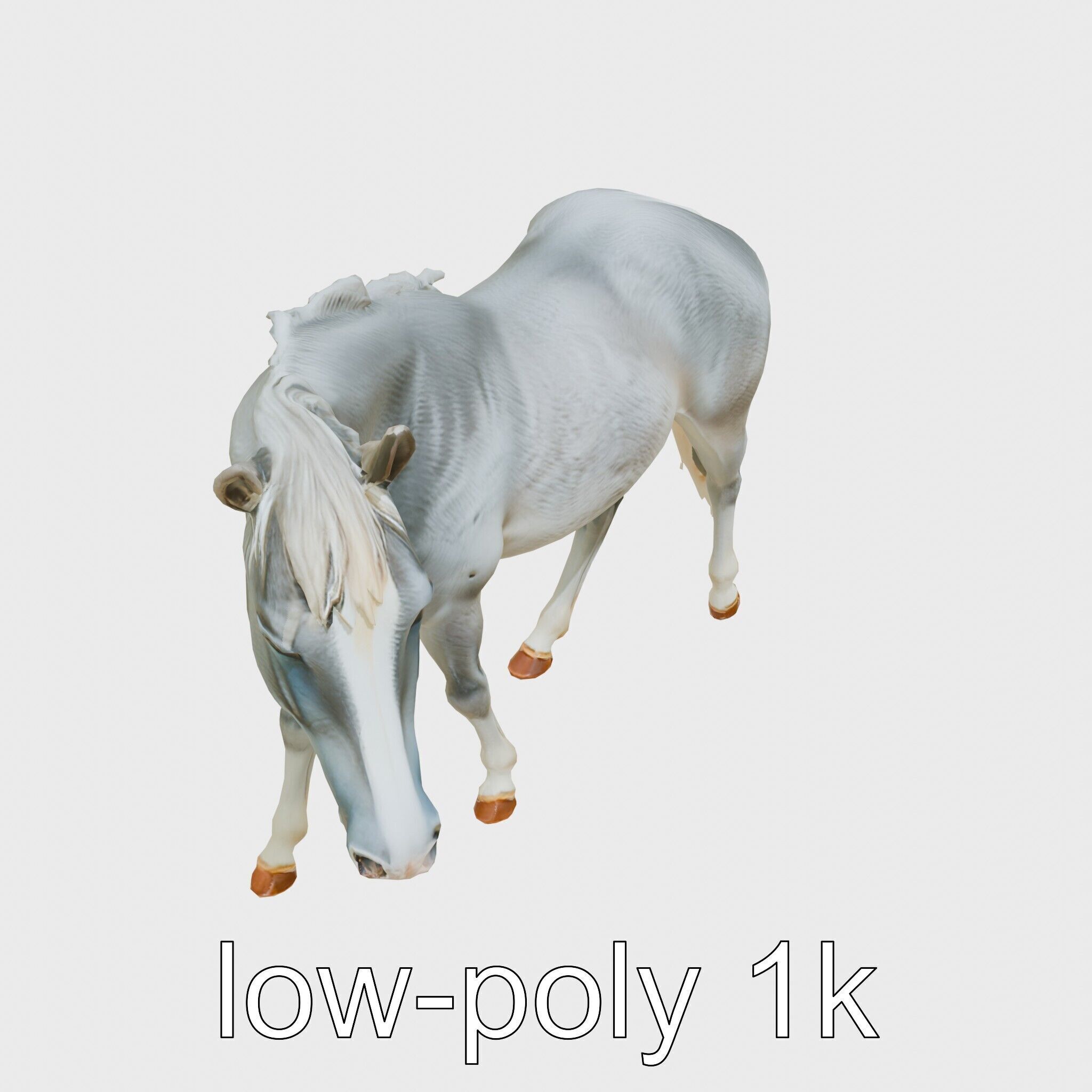 Gray Warmblood Horse with White Transition Low-poly 3D model_22
