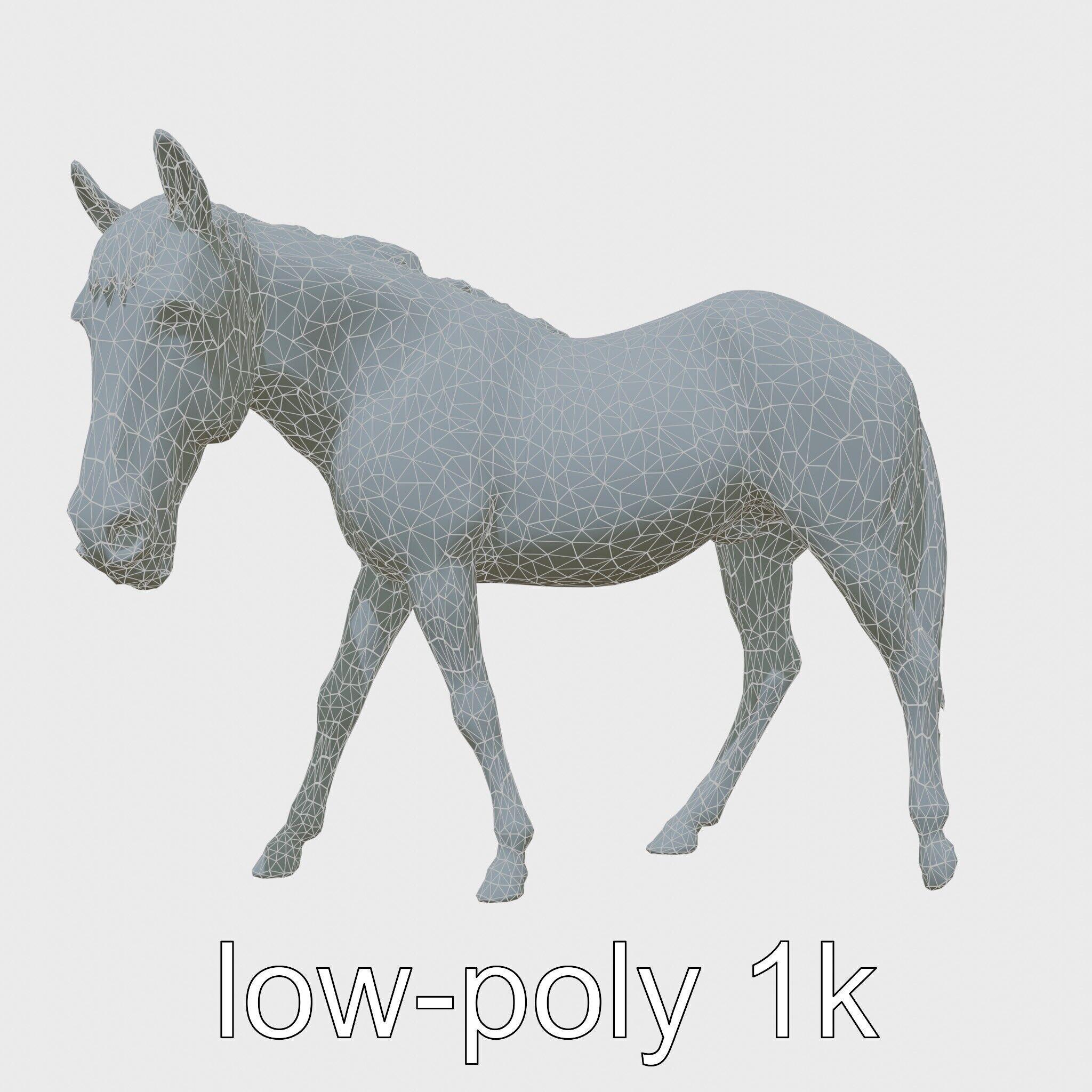 Gray Warmblood Horse with White Transition Low-poly 3D model_6