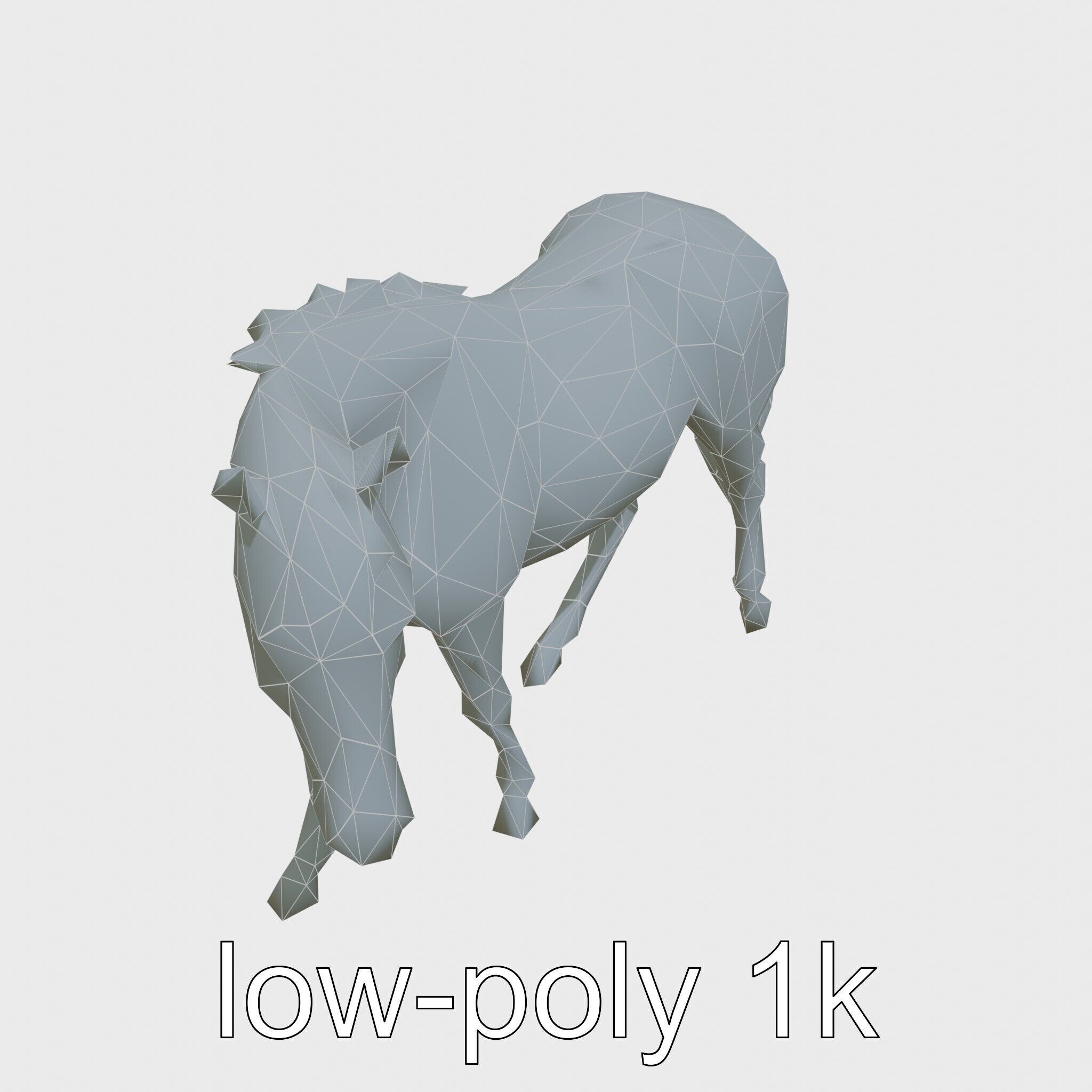 Gray Warmblood Horse with White Transition Low-poly 3D model_28