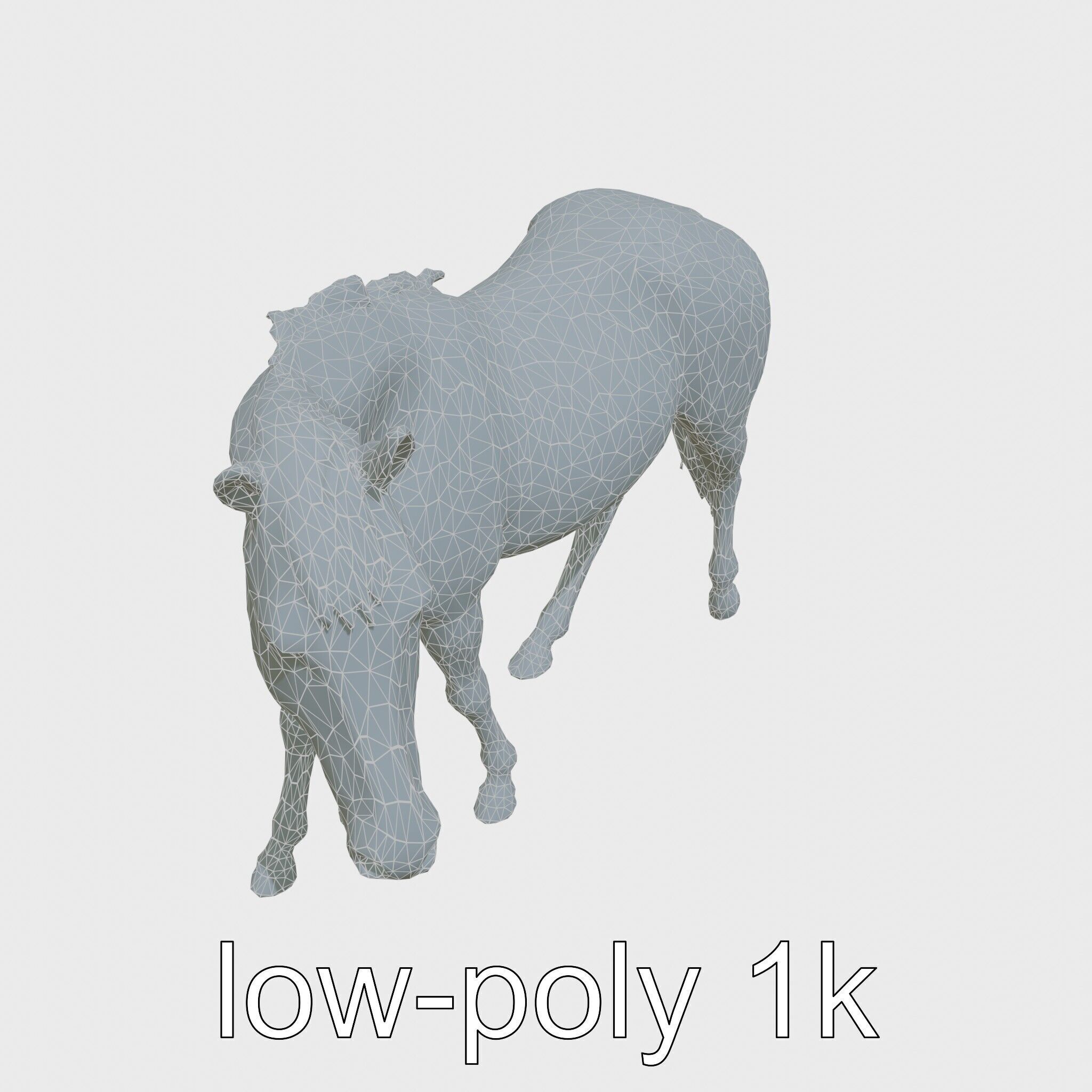 Gray Warmblood Horse with White Transition Low-poly 3D model_24