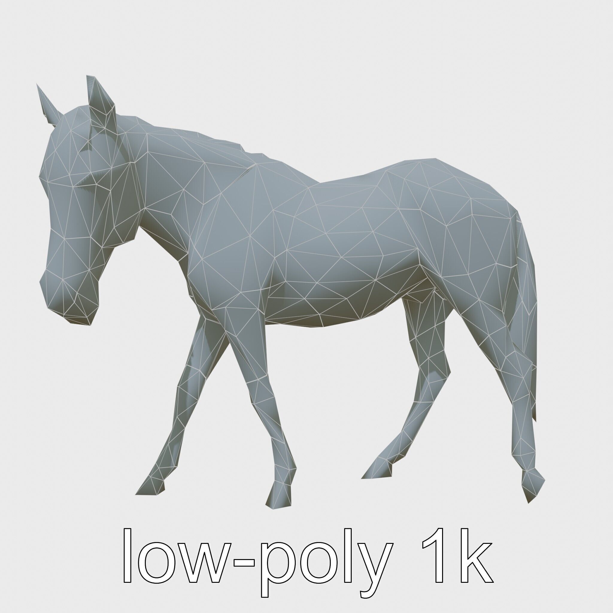 Gray Warmblood Horse with White Transition Low-poly 3D model_7