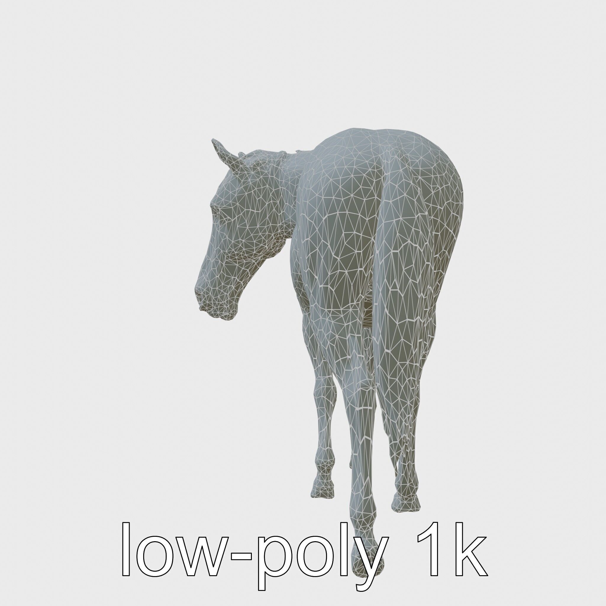 Gray Warmblood Horse with White Transition Low-poly 3D model_23