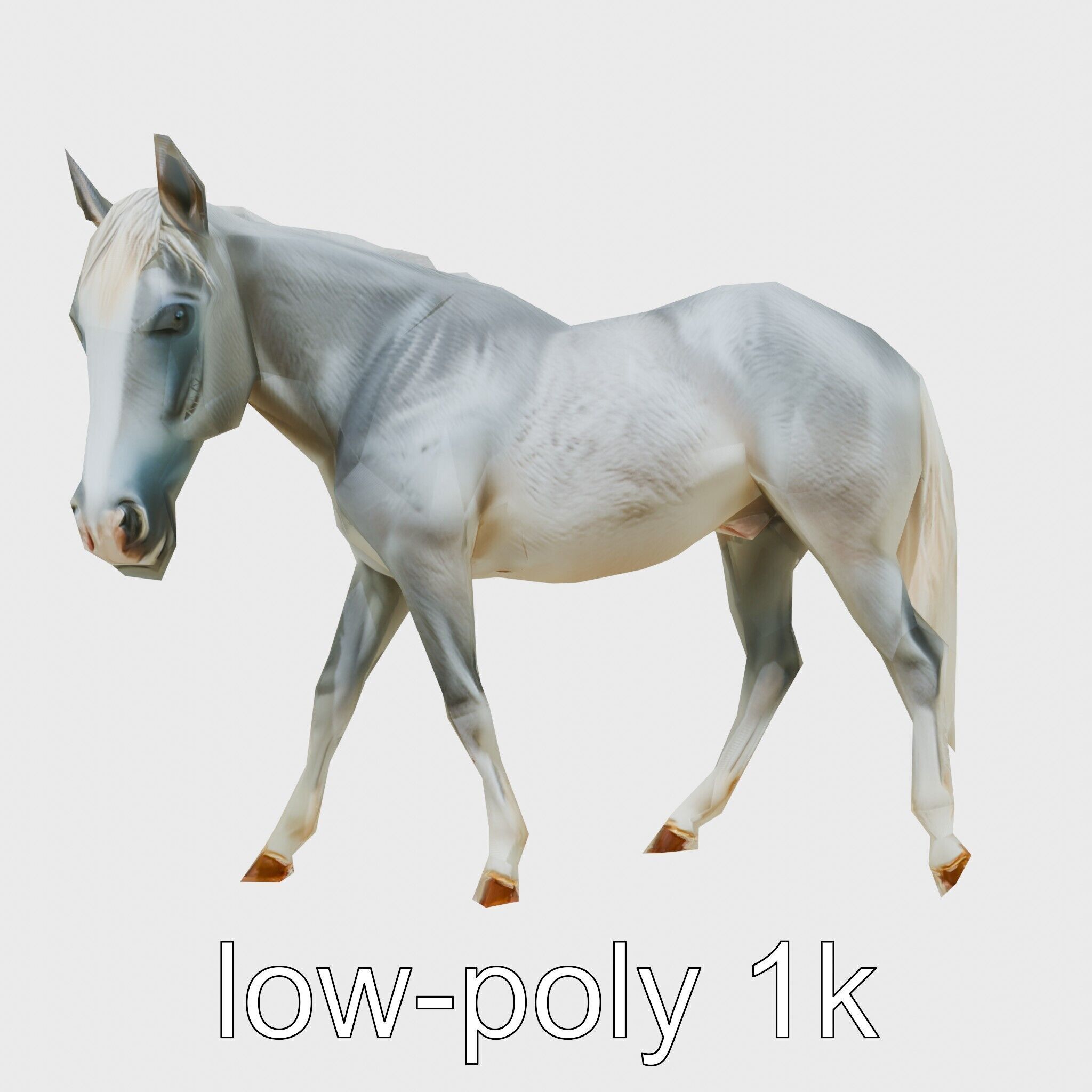Gray Warmblood Horse with White Transition Low-poly 3D model_4