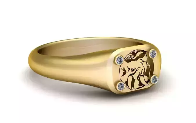 LION STAMP RING 3D PRINTABLE MODEL 3D print model