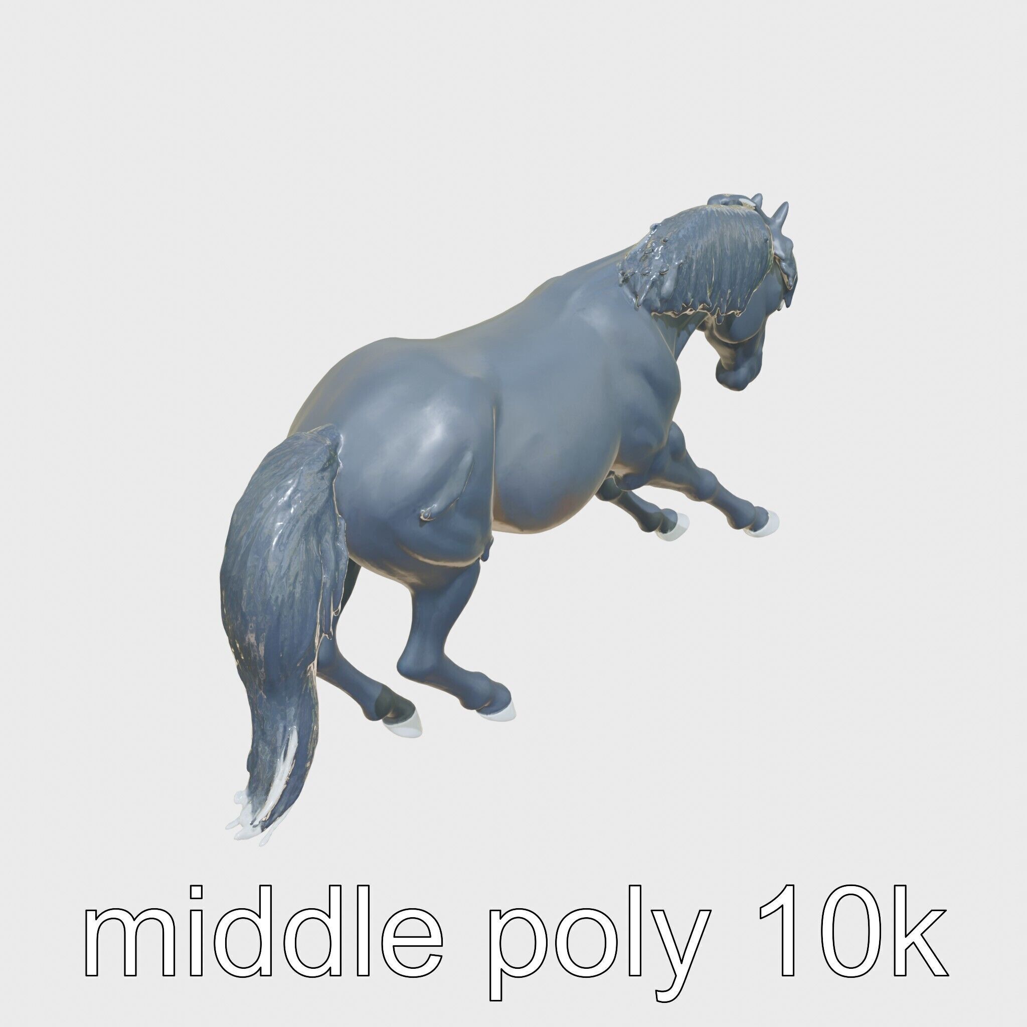 Majestic Black Friesian Horse in Motion Low-poly 3D model_25