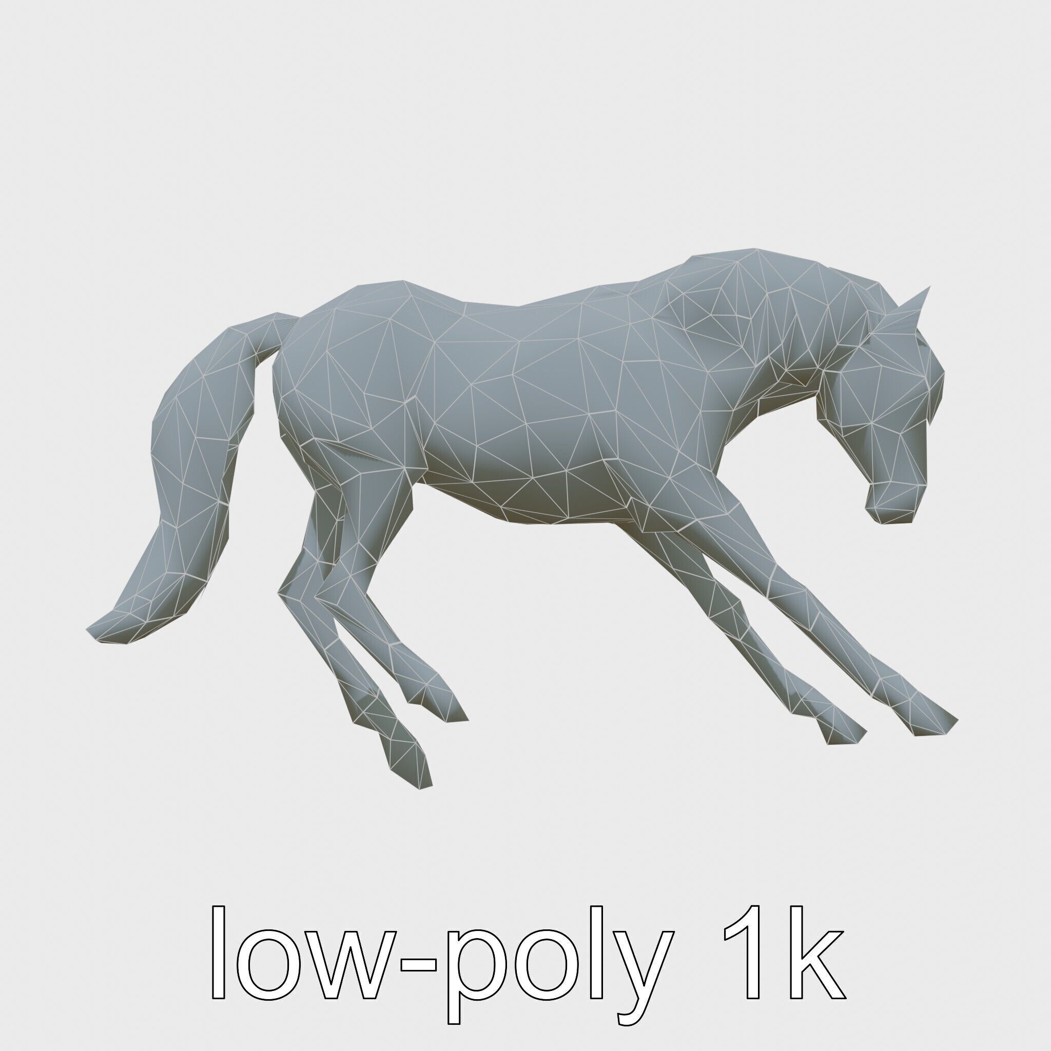 Majestic Black Friesian Horse in Motion Low-poly 3D model_10