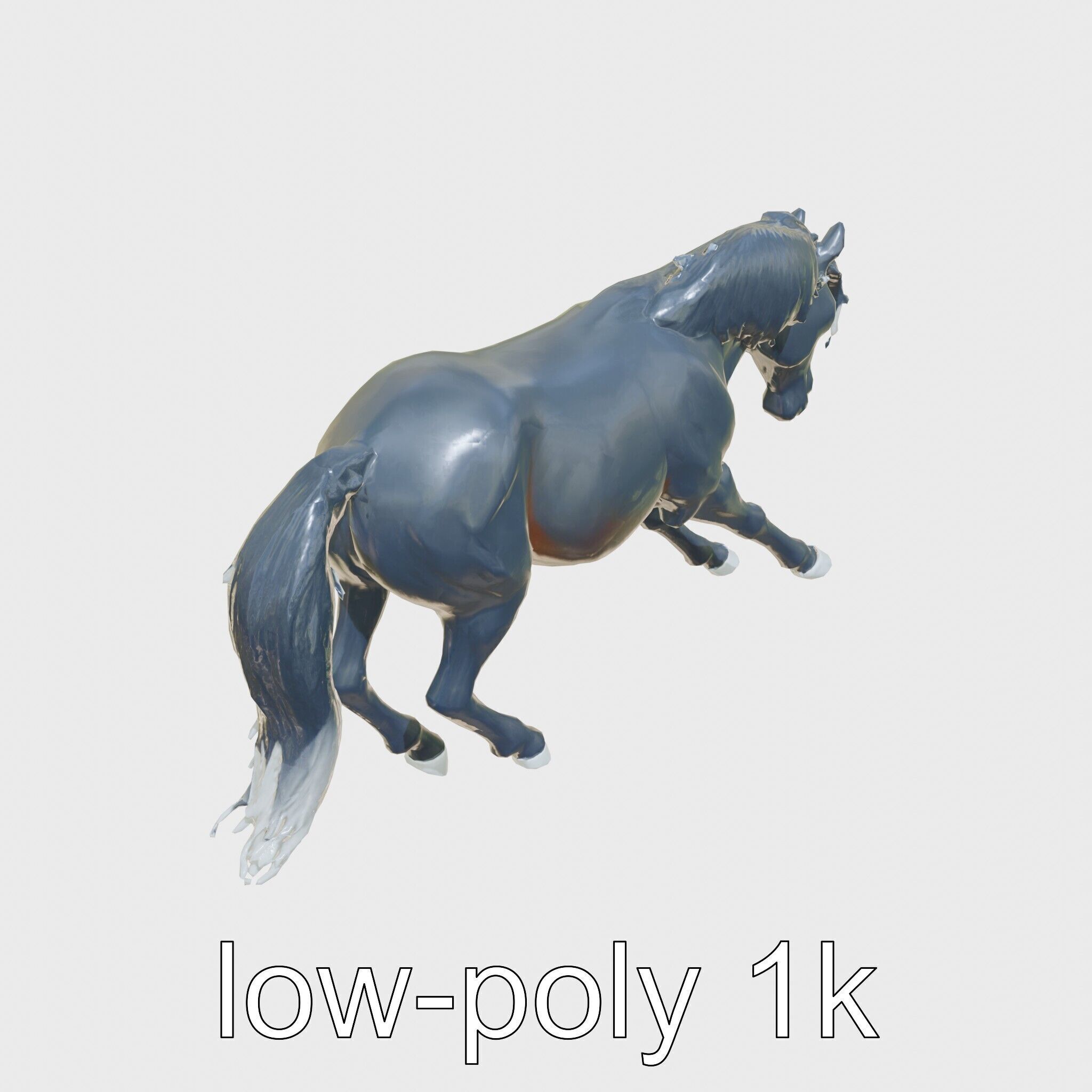 Majestic Black Friesian Horse in Motion Low-poly 3D model_9
