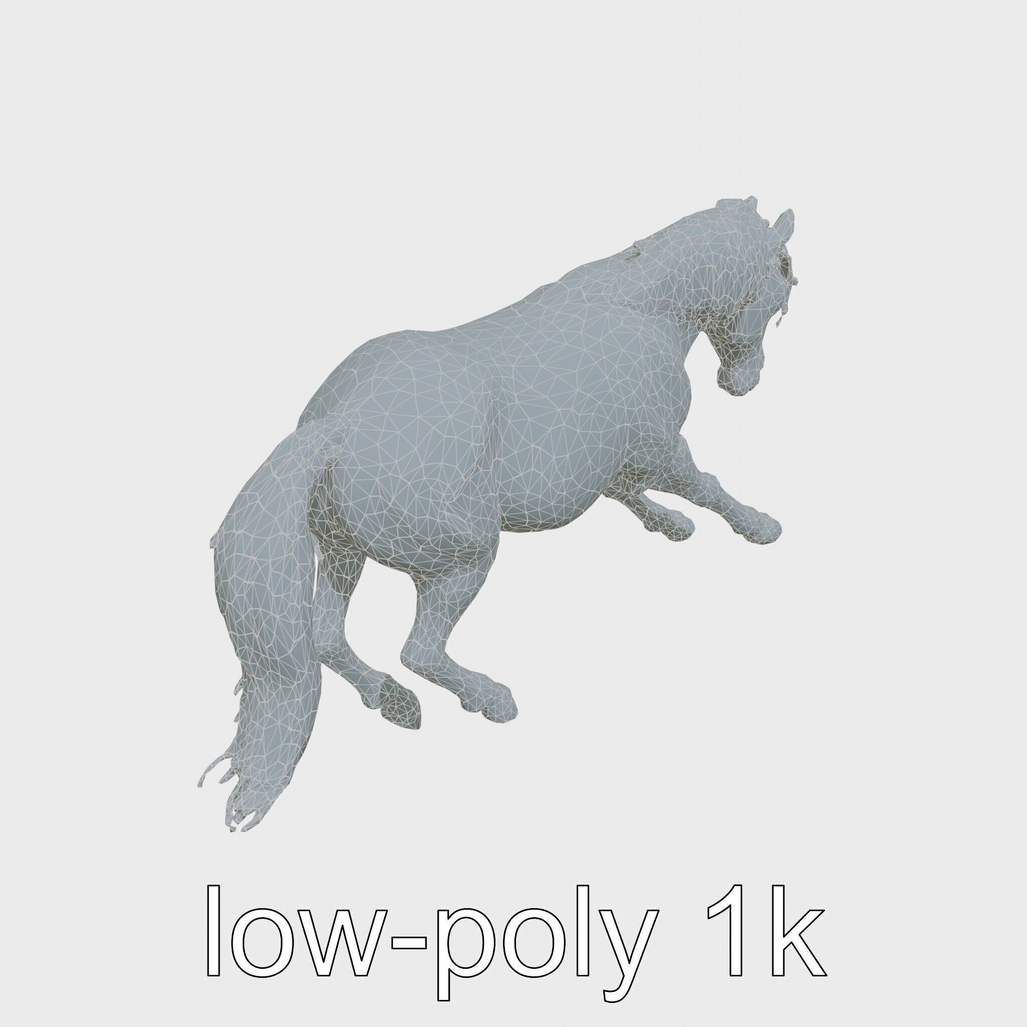 Majestic Black Friesian Horse in Motion Low-poly 3D model_27