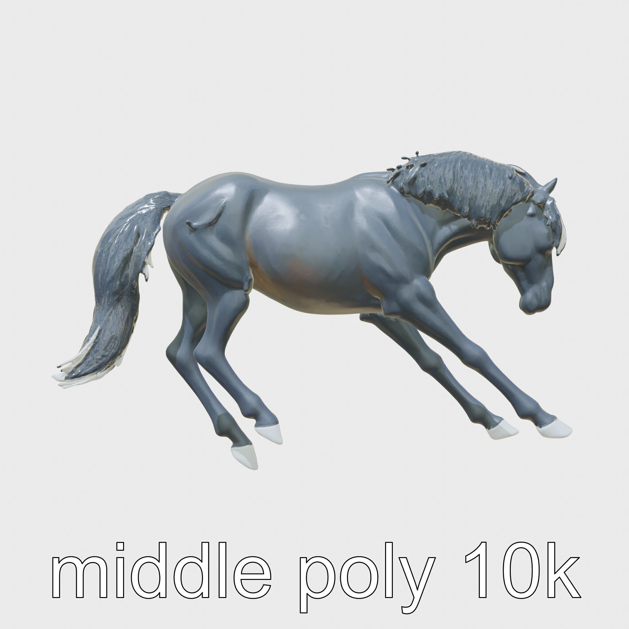 Majestic Black Friesian Horse in Motion Low-poly 3D model_2