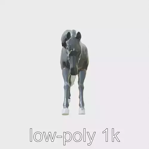 Majestic Black Friesian Horse in Motion Low-poly 3D model