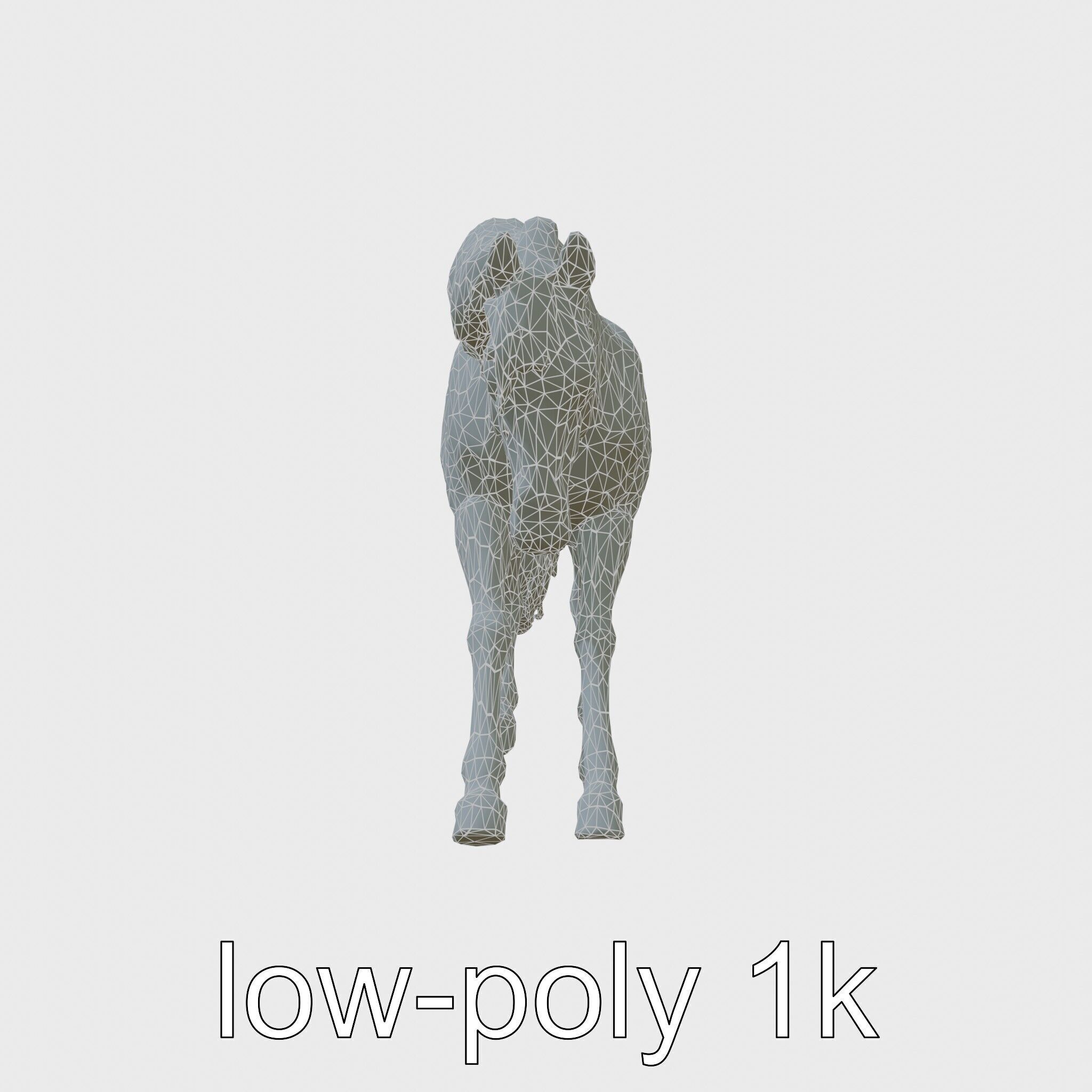 Majestic Black Friesian Horse in Motion Low-poly 3D model_6