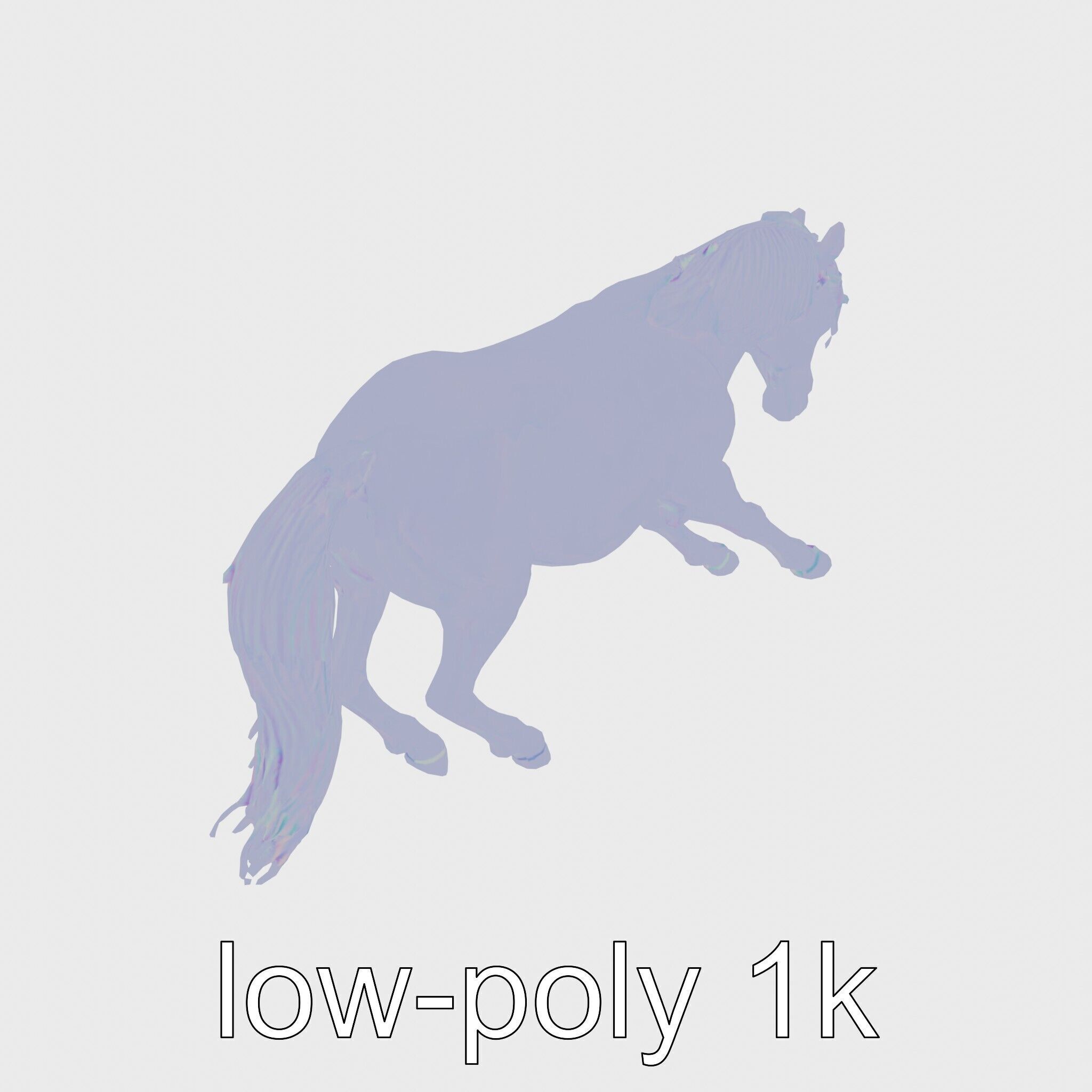 Majestic Black Friesian Horse in Motion Low-poly 3D model_13