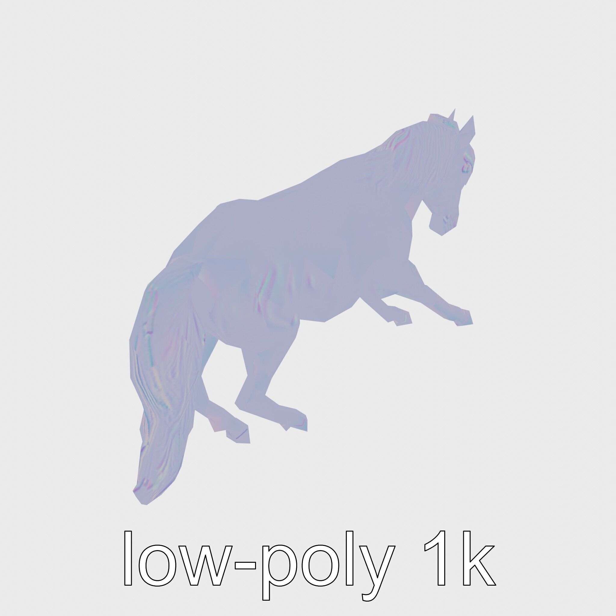 Majestic Black Friesian Horse in Motion Low-poly 3D model_16