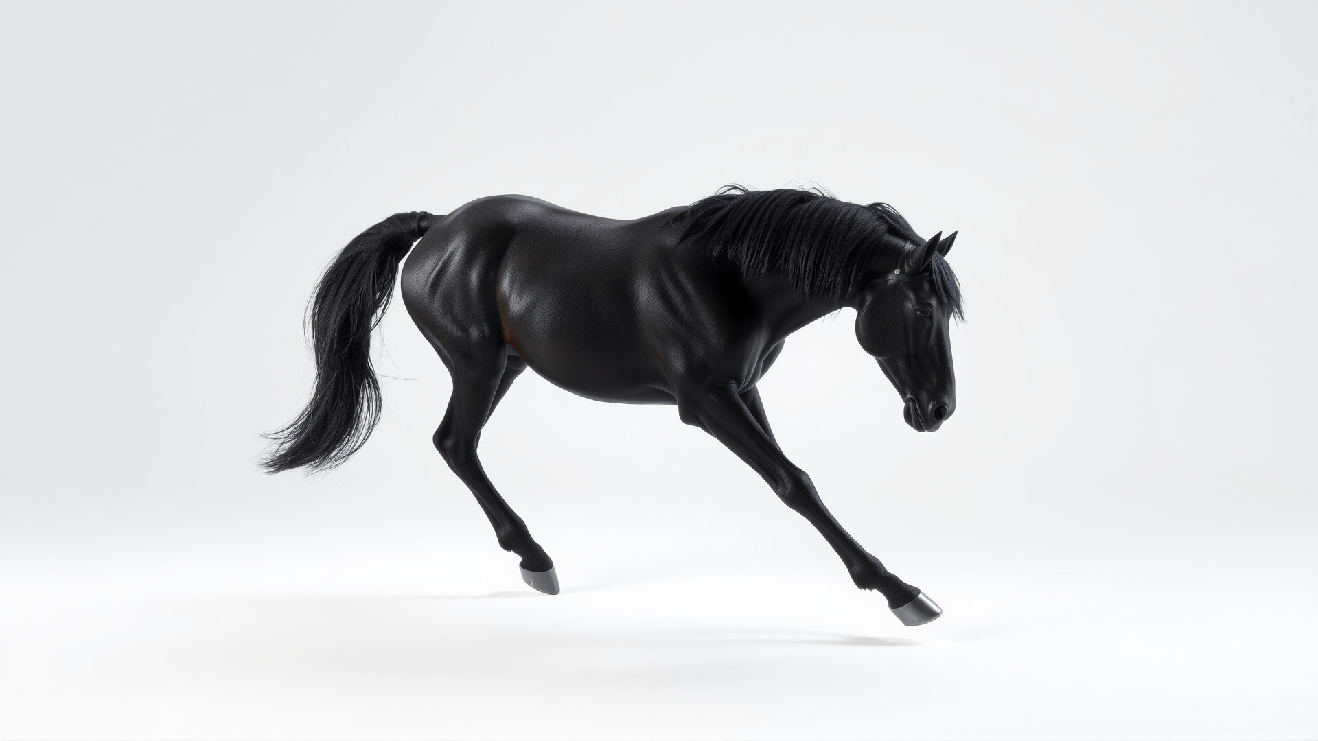Majestic Black Friesian Horse in Motion Low-poly 3D model_3
