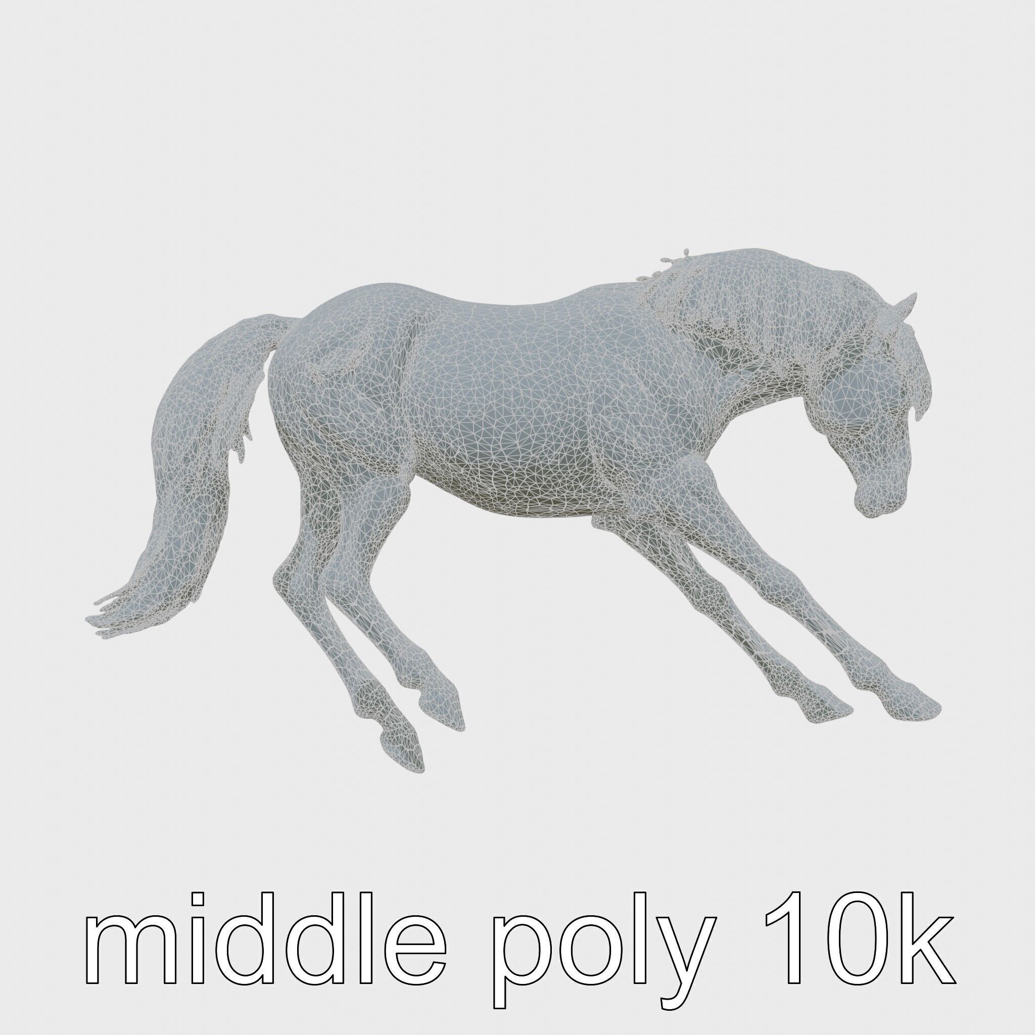 Majestic Black Friesian Horse in Motion Low-poly 3D model_5