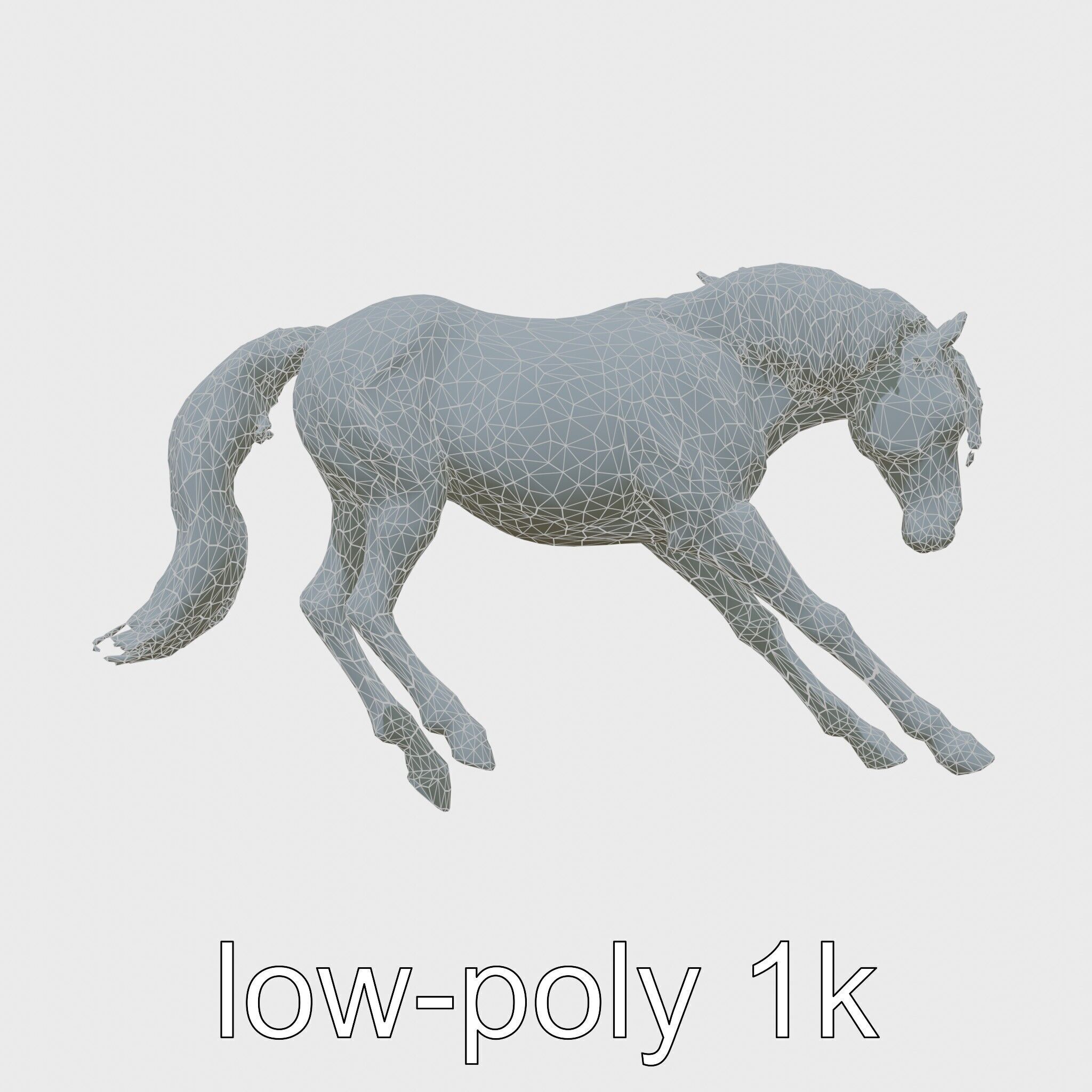 Majestic Black Friesian Horse in Motion Low-poly 3D model_30