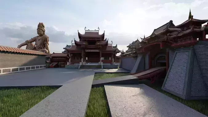 Ancient Indian Mythic University Low-poly 3D model
