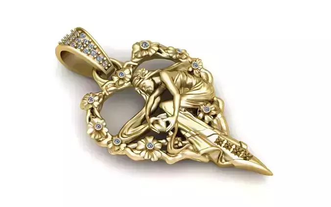 HEART ANGLE PENDANT 3D PRINTABLE MODEL