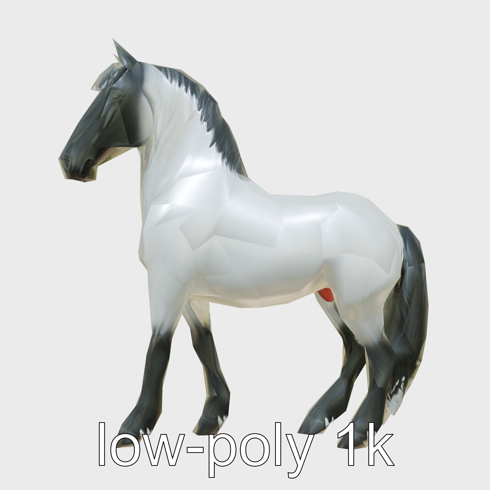 Black Percheron Horse 3D Model with Impressive Stature and St... Low-poly 3D model_29