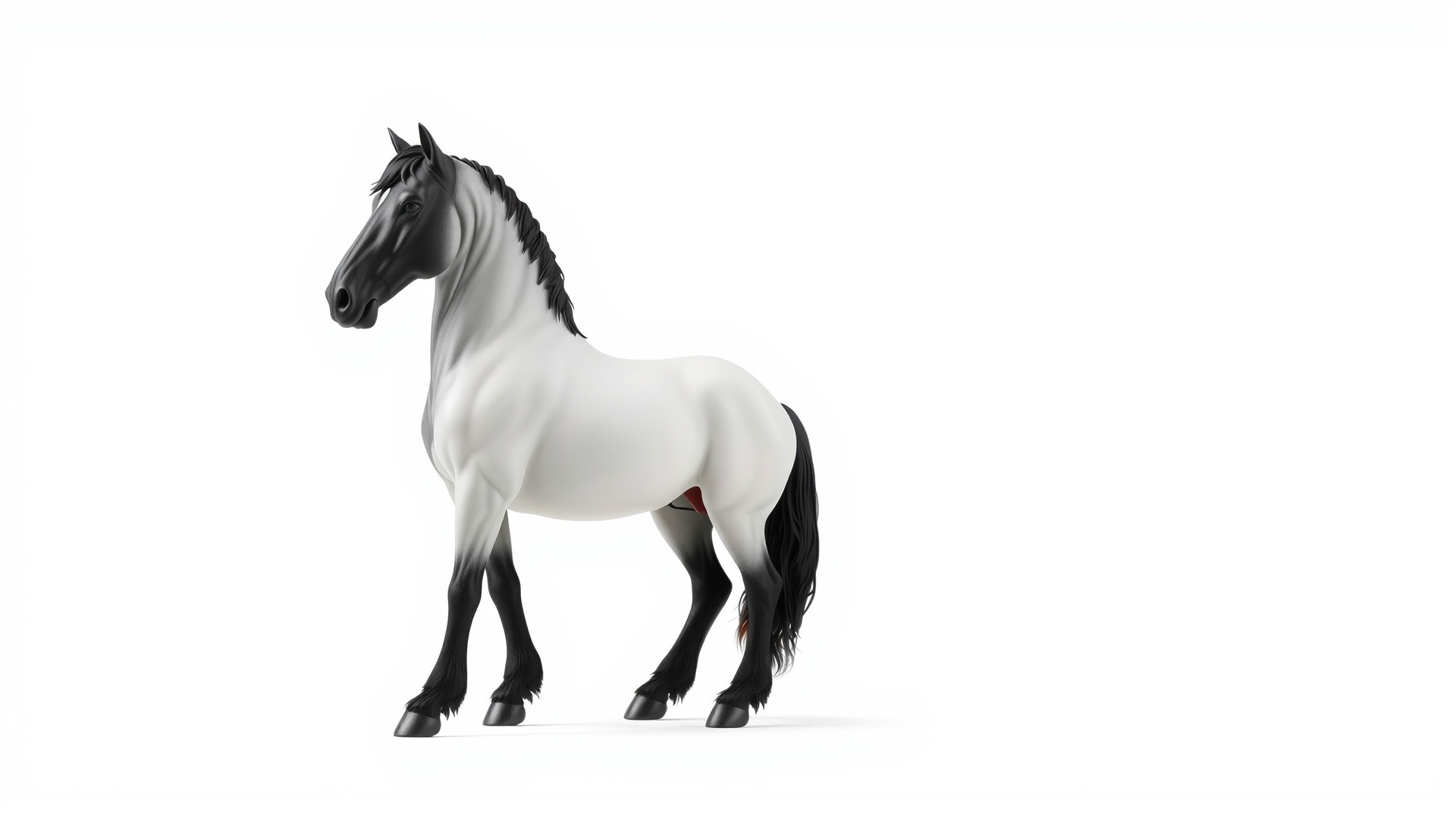 Black Percheron Horse 3D Model with Impressive Stature and St... Low-poly 3D model_3
