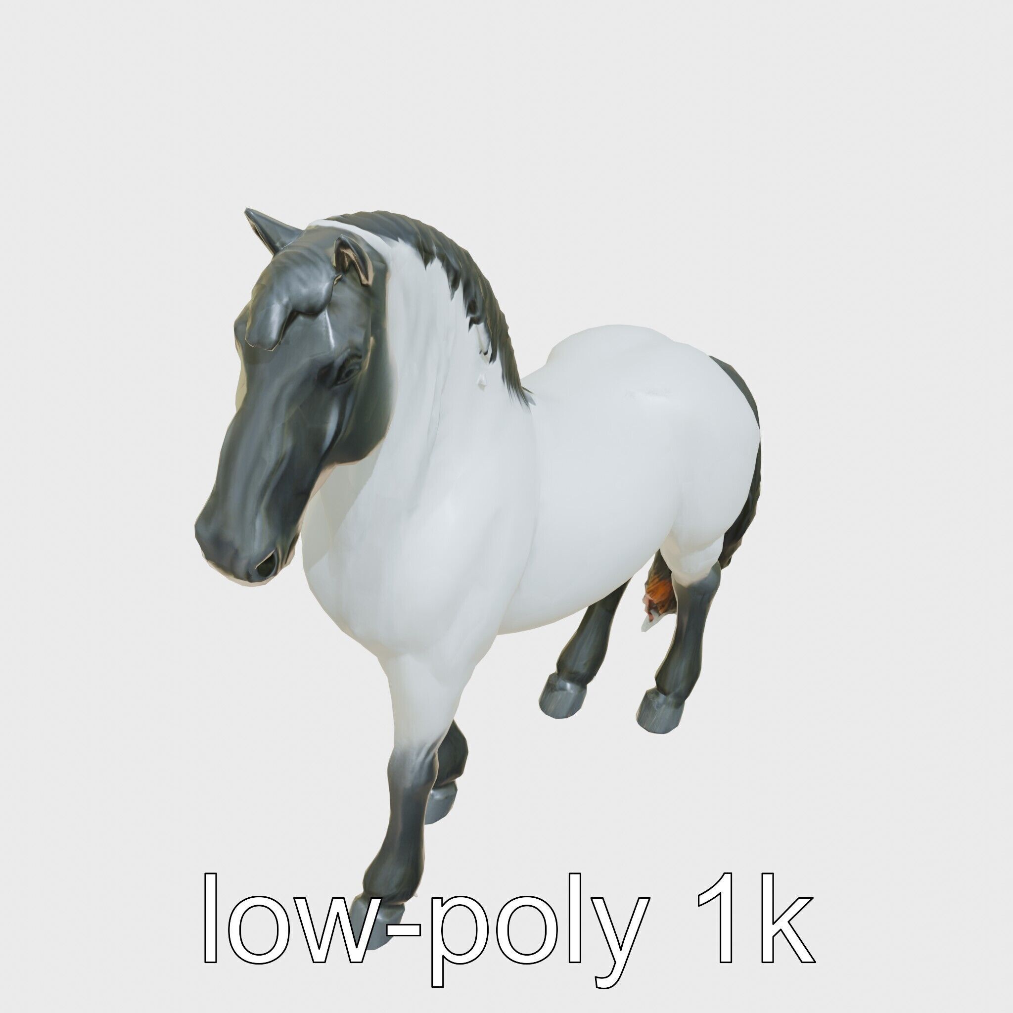 Black Percheron Horse 3D Model with Impressive Stature and St... Low-poly 3D model_19