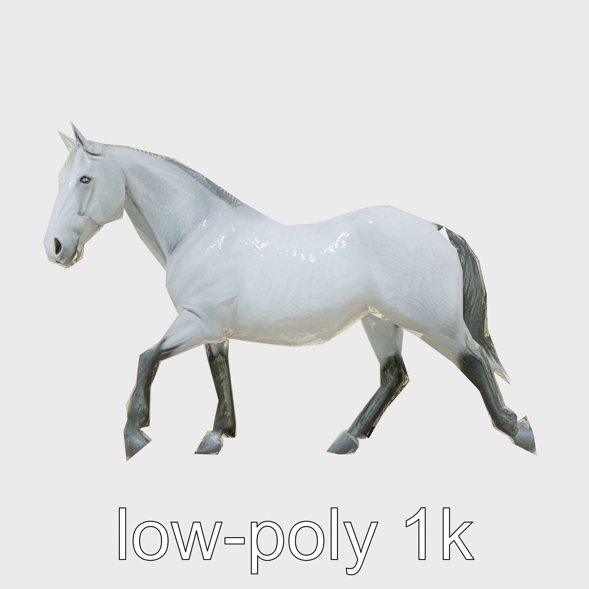 Regal Gray Percheron Horse 3D Model Low-poly 3D model_4
