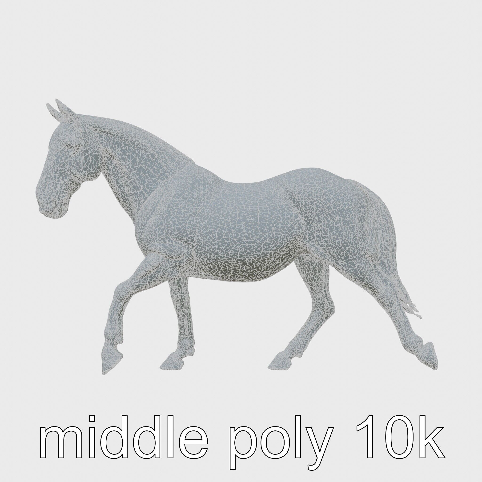 Regal Gray Percheron Horse 3D Model Low-poly 3D model_5