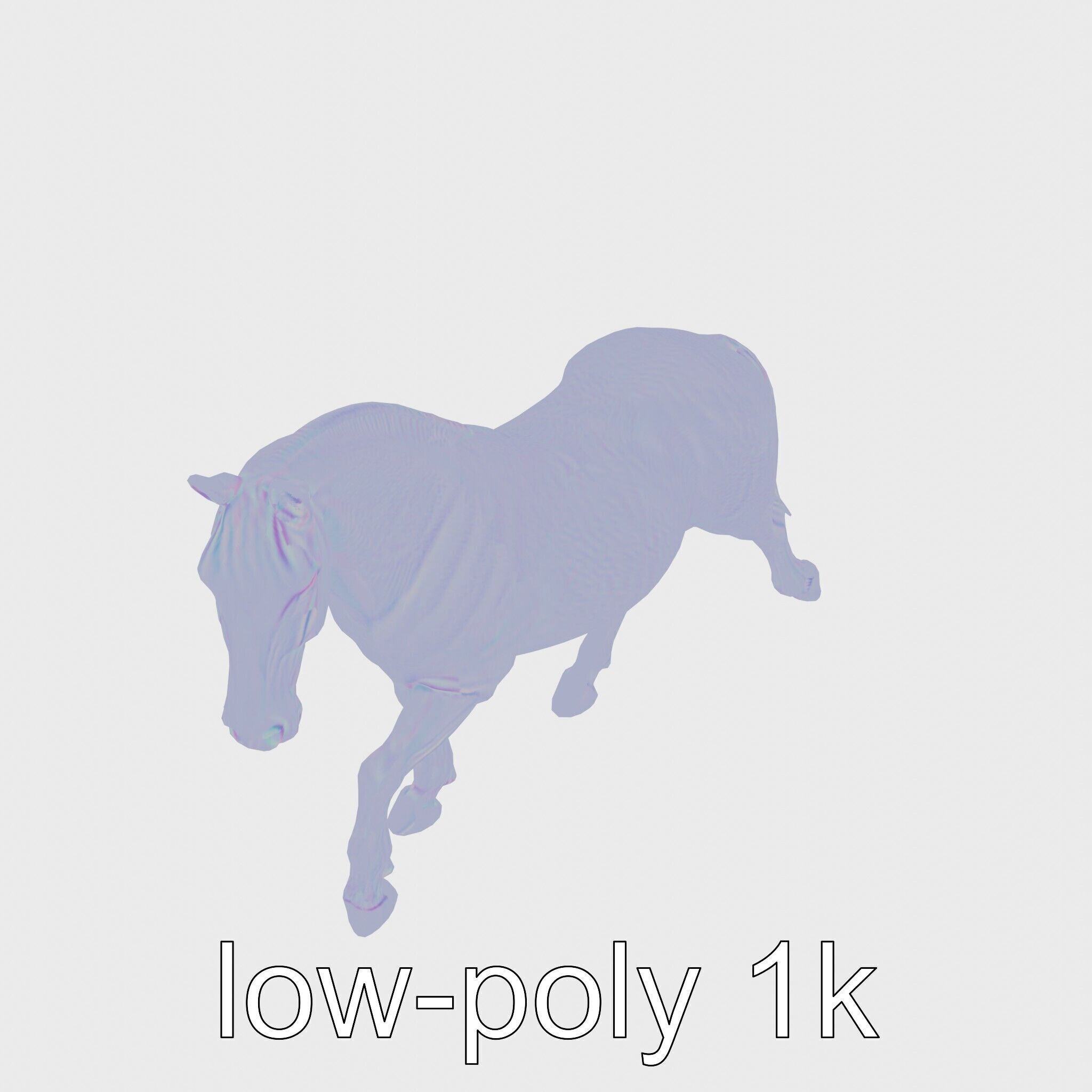 Regal Gray Percheron Horse 3D Model Low-poly 3D model_15