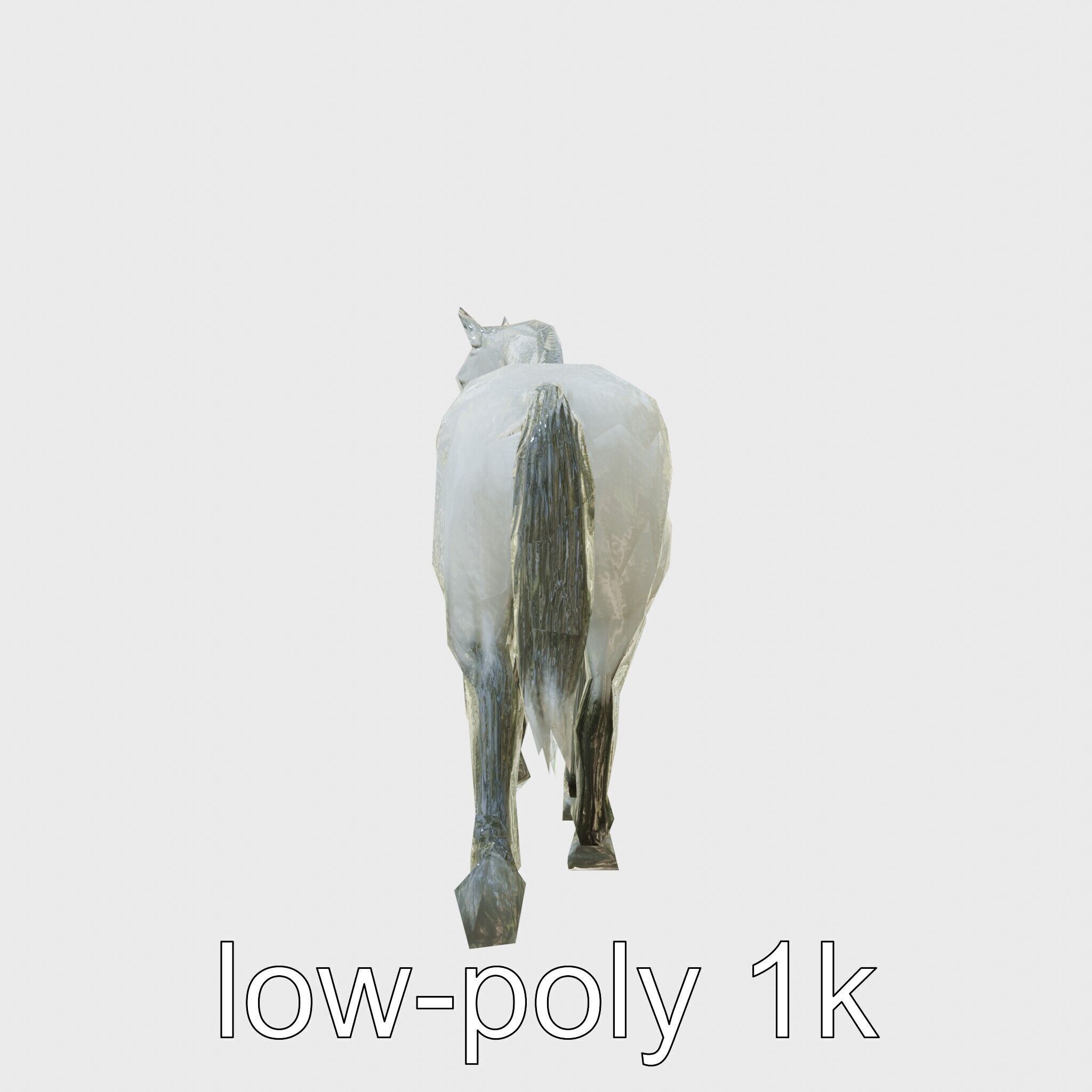 Regal Gray Percheron Horse 3D Model Low-poly 3D model_22
