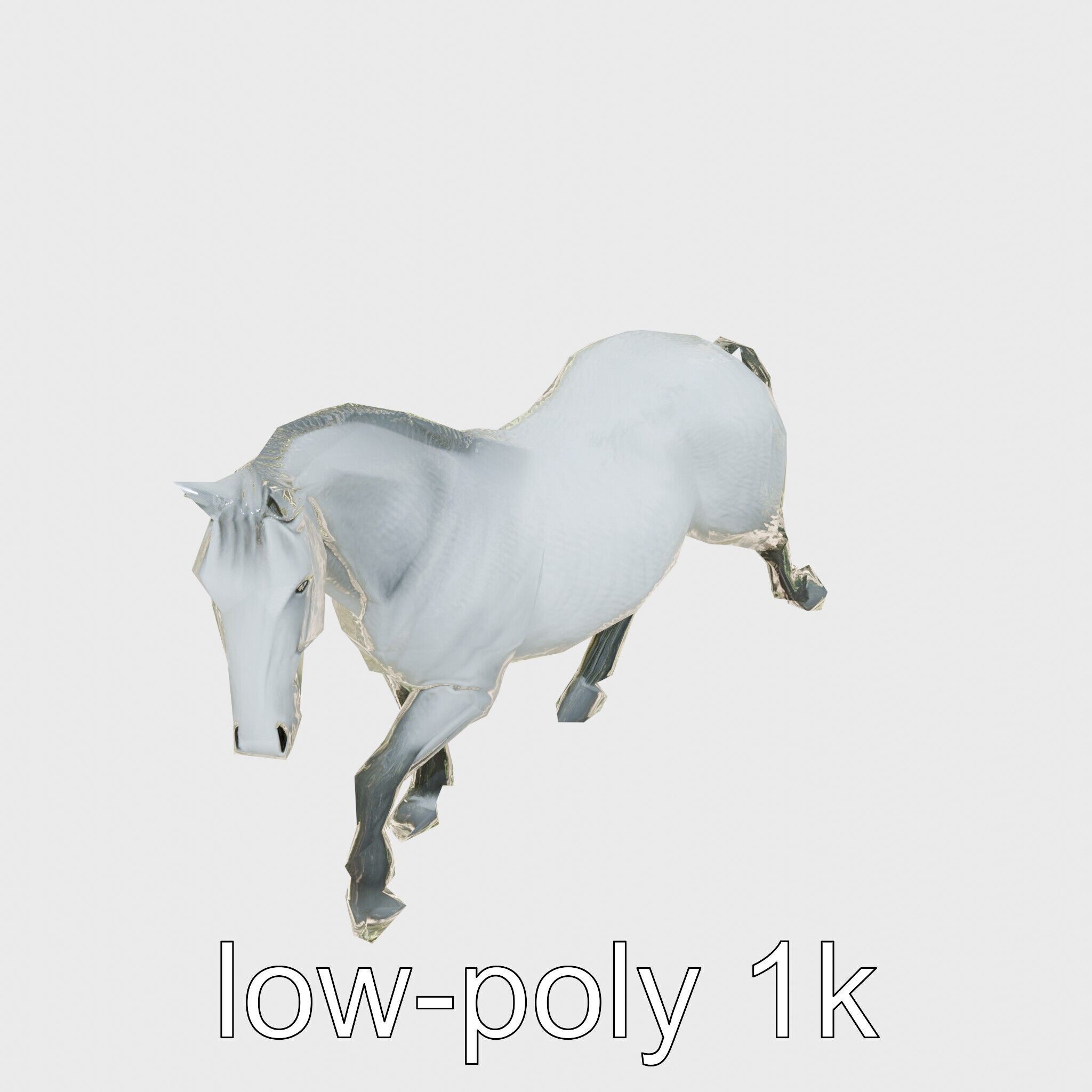Regal Gray Percheron Horse 3D Model Low-poly 3D model_19