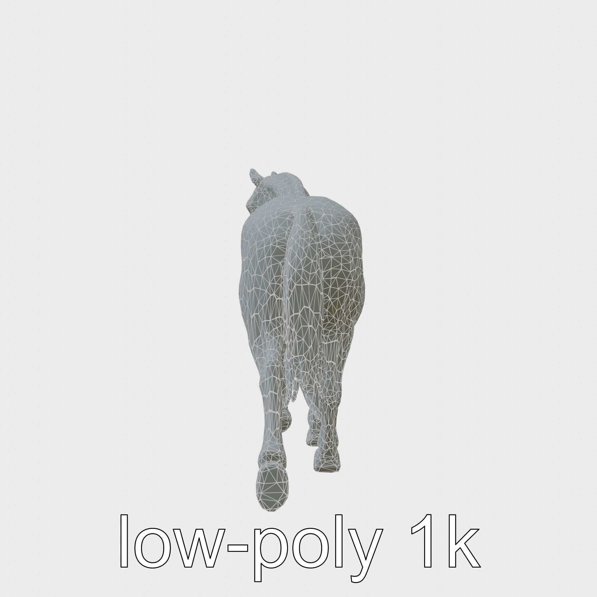Regal Gray Percheron Horse 3D Model Low-poly 3D model_6